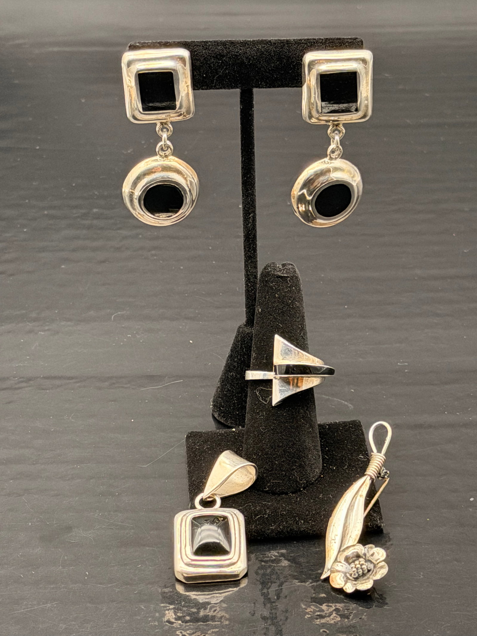 Sterling Silver Black Onyx Jewelry Lot – 39g (1 of 11)