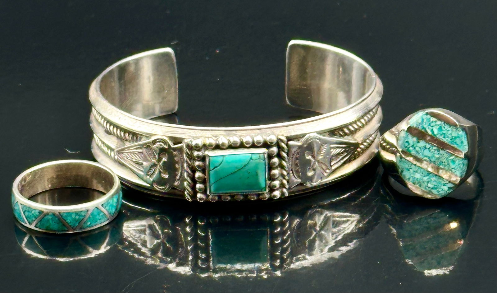 Native American Sterling & Turquoise Jewelry Set – 64g (1 of 14)