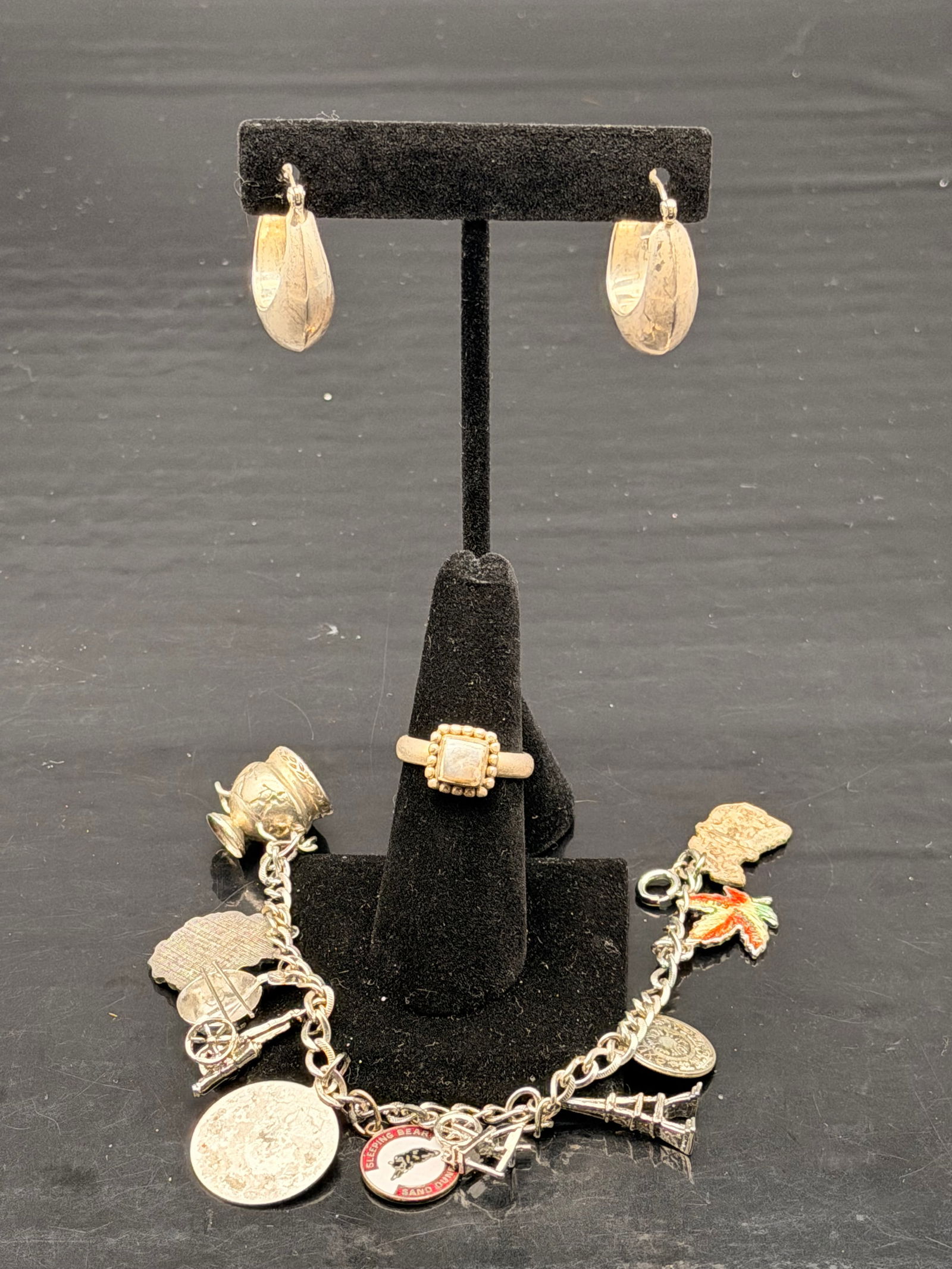 Sterling Silver Mixed Jewelry Lot – 50g – Charms, Steiff Club Pin, Earrings (1 of 14)