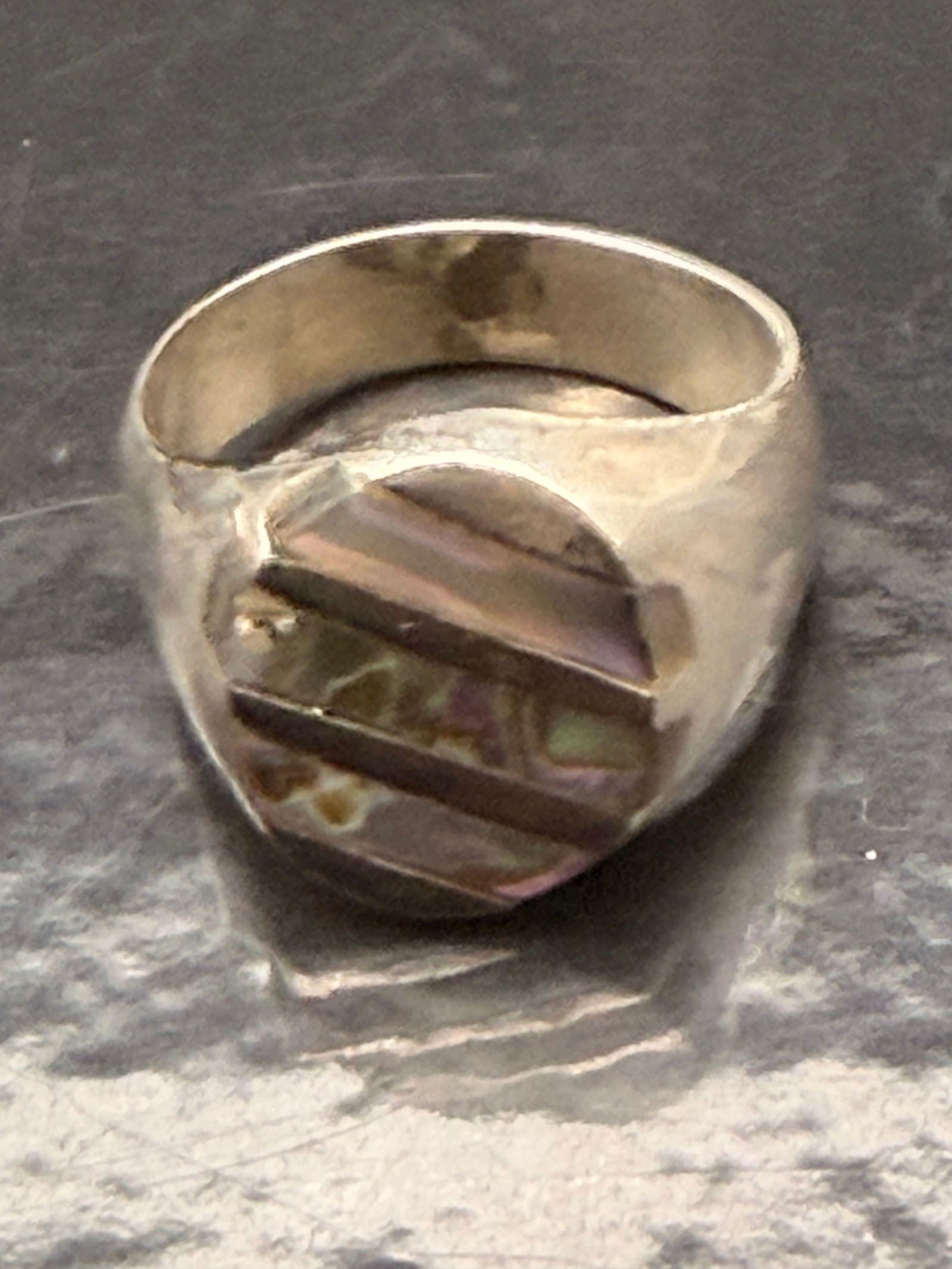 Vintage Mexico 925 Sterling Silver Abalone Inlay Ring – 11g (1 of 6)