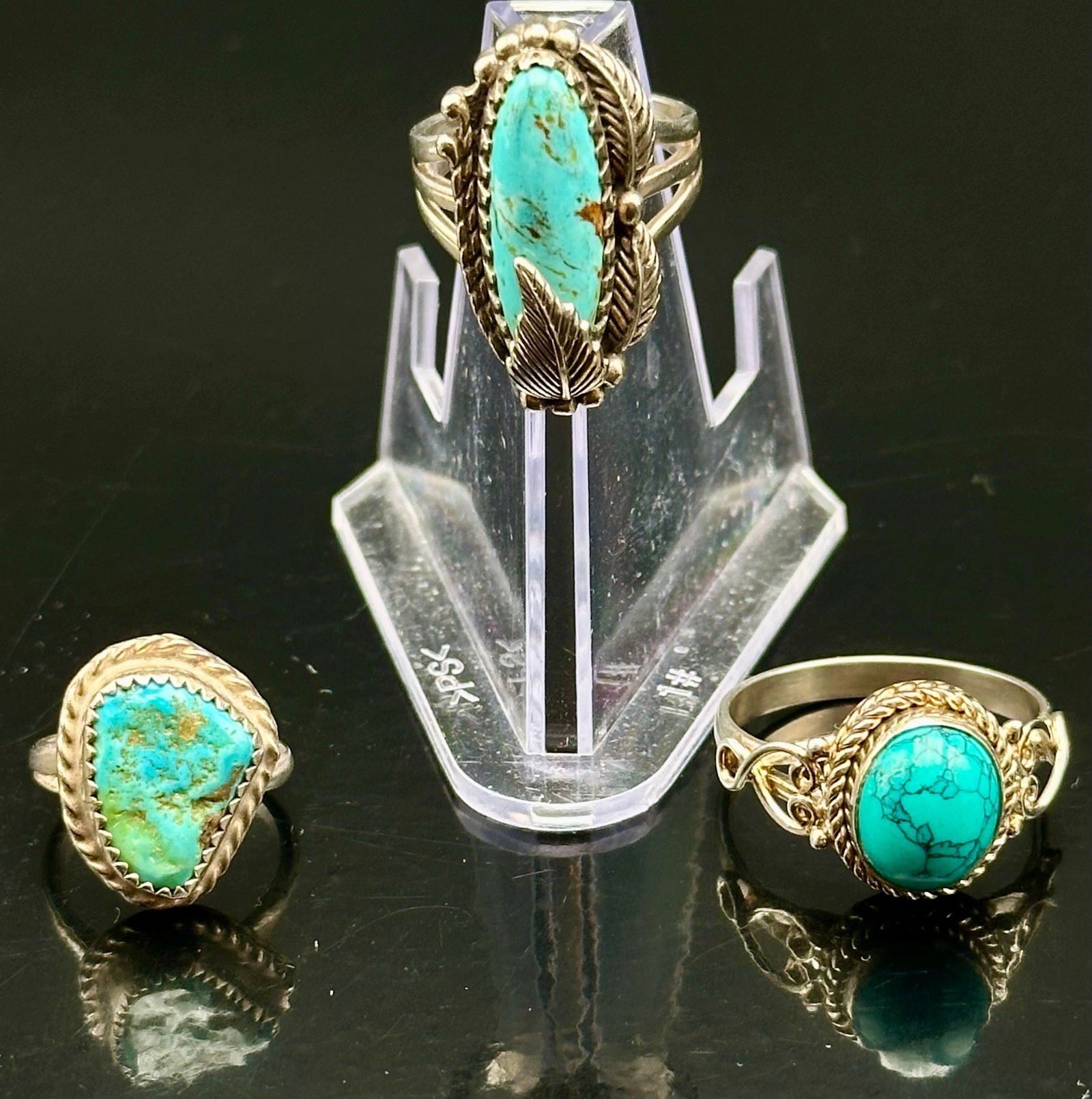 3 Sterling Turquoise Rings Lot – 25g (1 of 15)