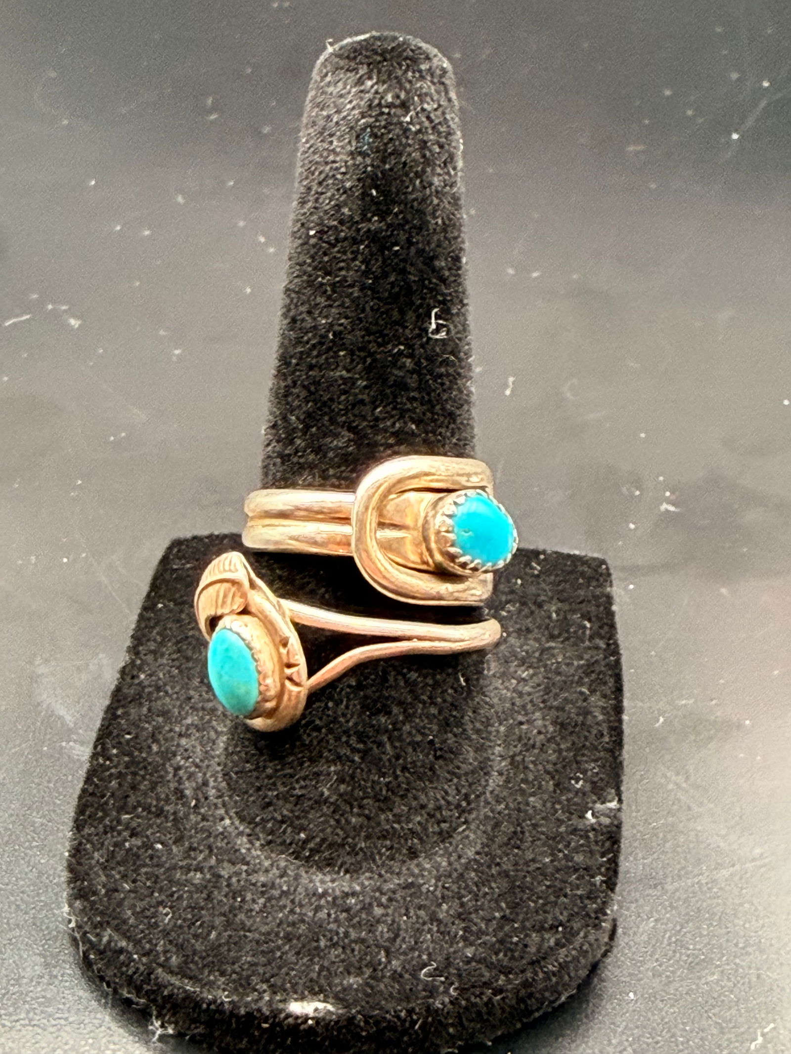 Vintage Pendant and two rings: EH Sterling Silver Blue Turquoise NATIVE AMERICAN Handmade Pendant and two beautiful rings.