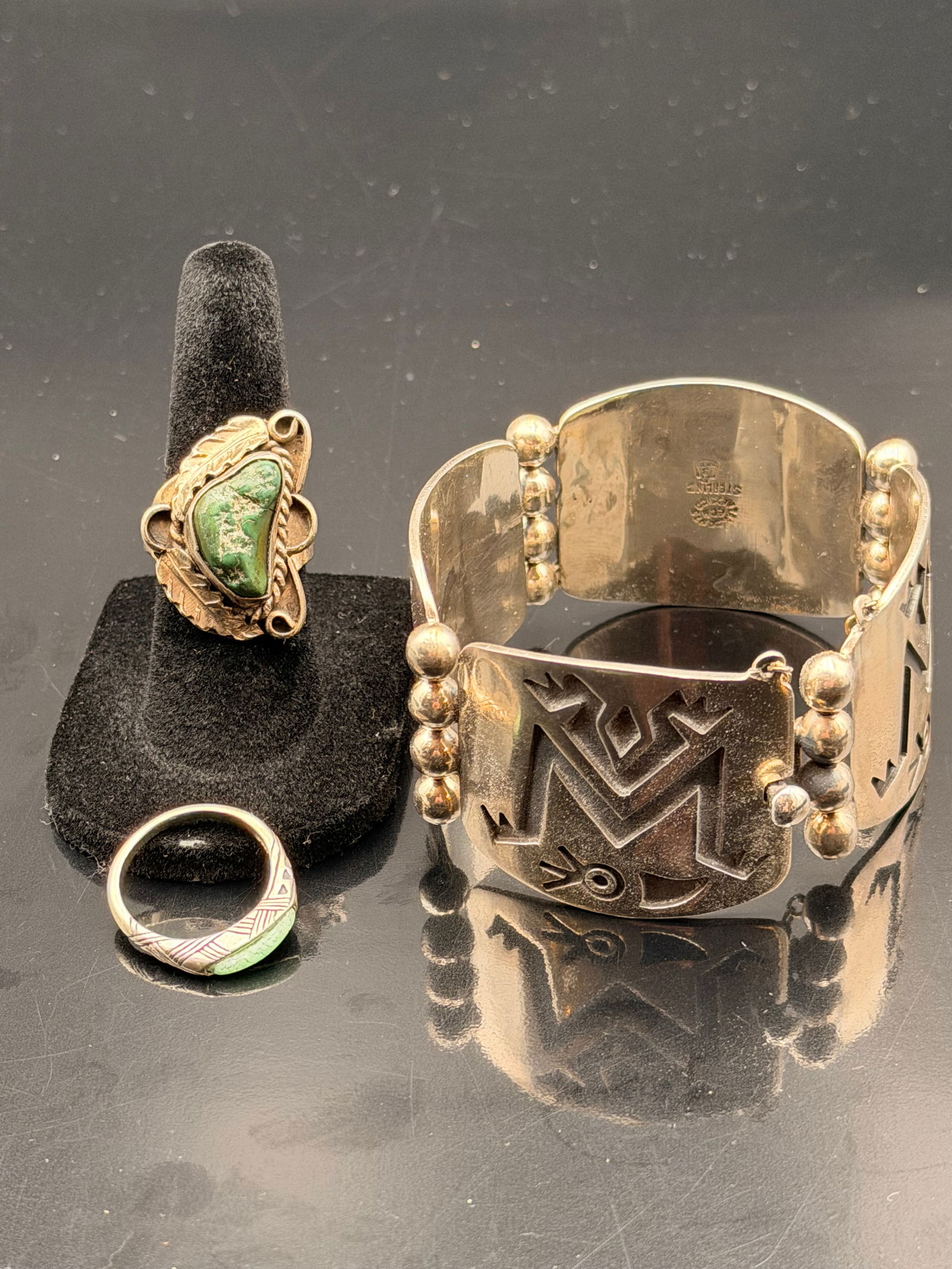 Taxco Mexico Sterling Silver Cuff + 2 Rings Lot – 74.2g (1 of 12)