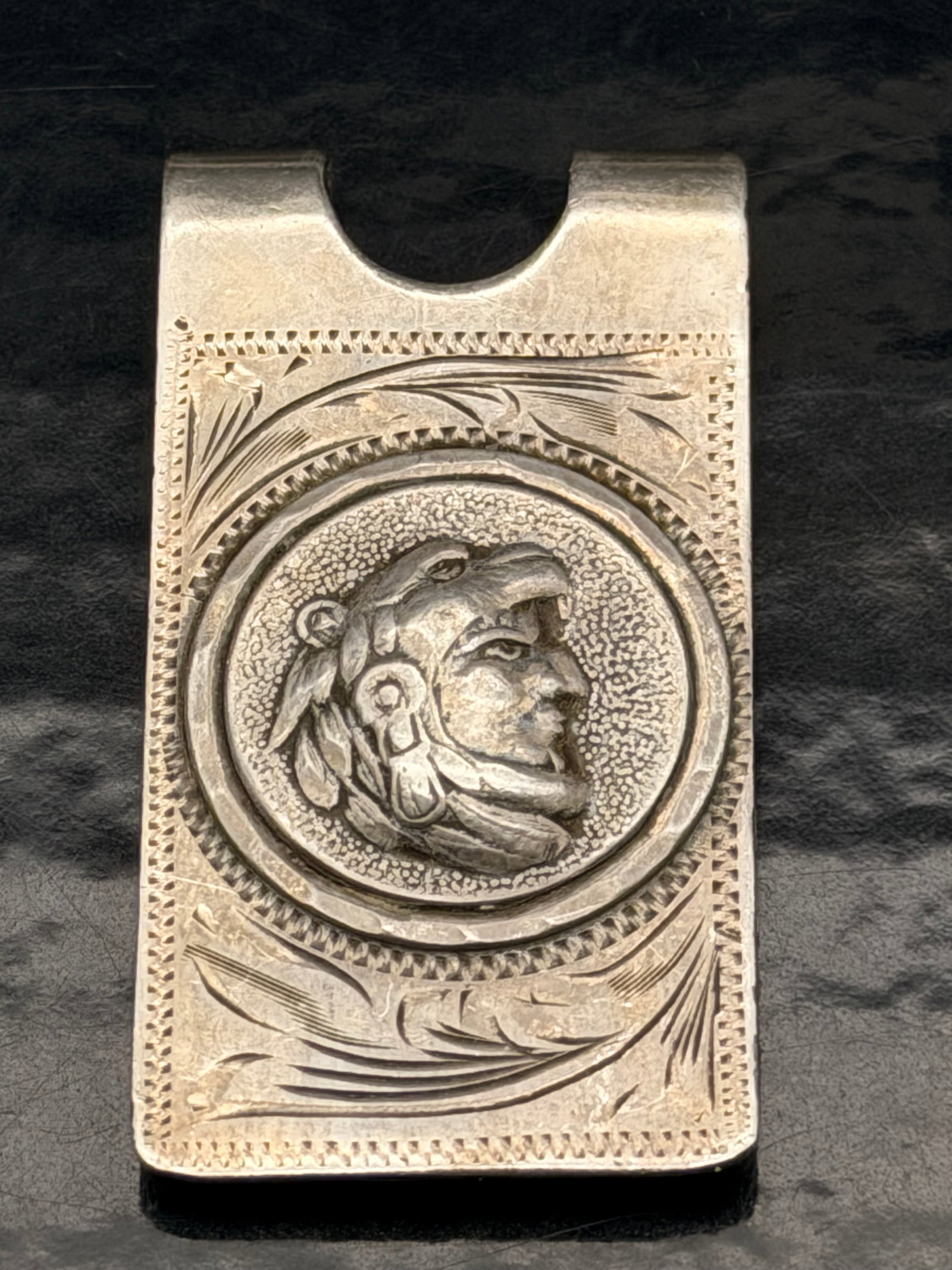 Vintage sterling silver money clip.: The money clip has a specific hallmark that is characteristic of Mexican silver craftsmanship.