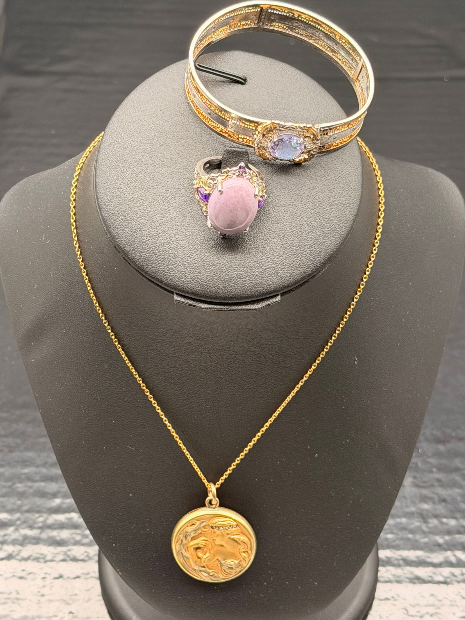 925 Sterling Bracelet, Ring & Gold-Tone Pendant Necklace – 35g Jewelry Lot (1 of 12)