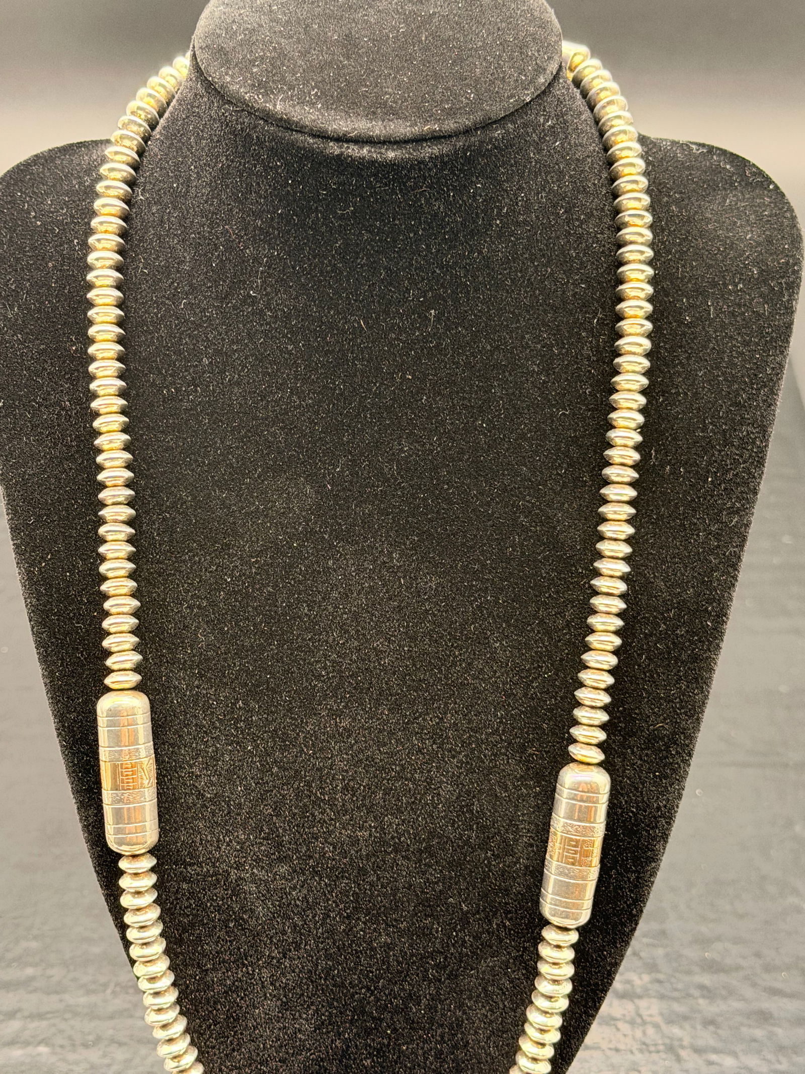 Sterling Silver Bead Necklace with  Yellow Gold Accent 43g (1 of 6)