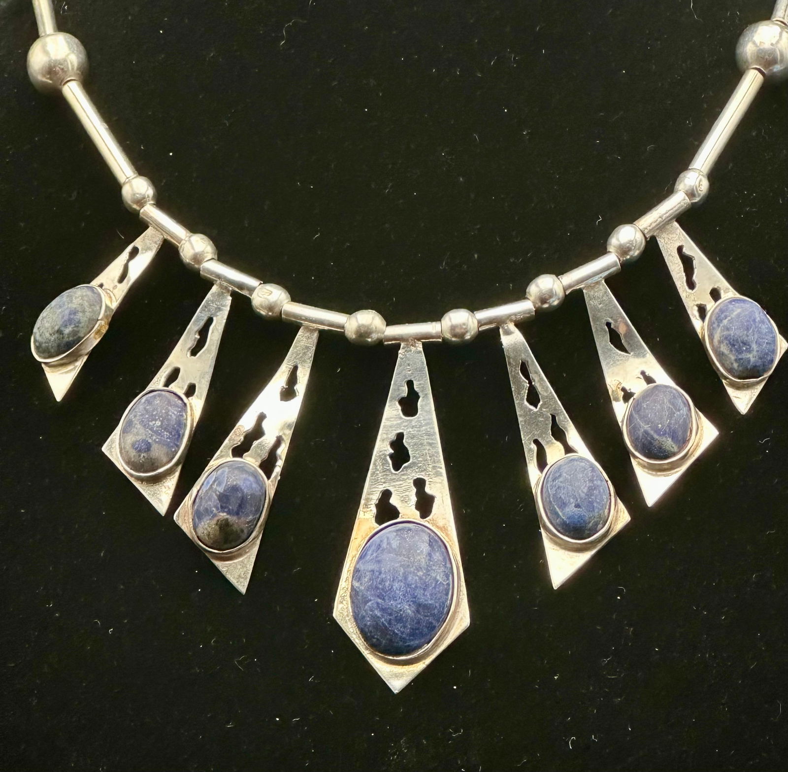 Vintage Sterling Silver Lapis Statement Necklace – 50g (1 of 12)