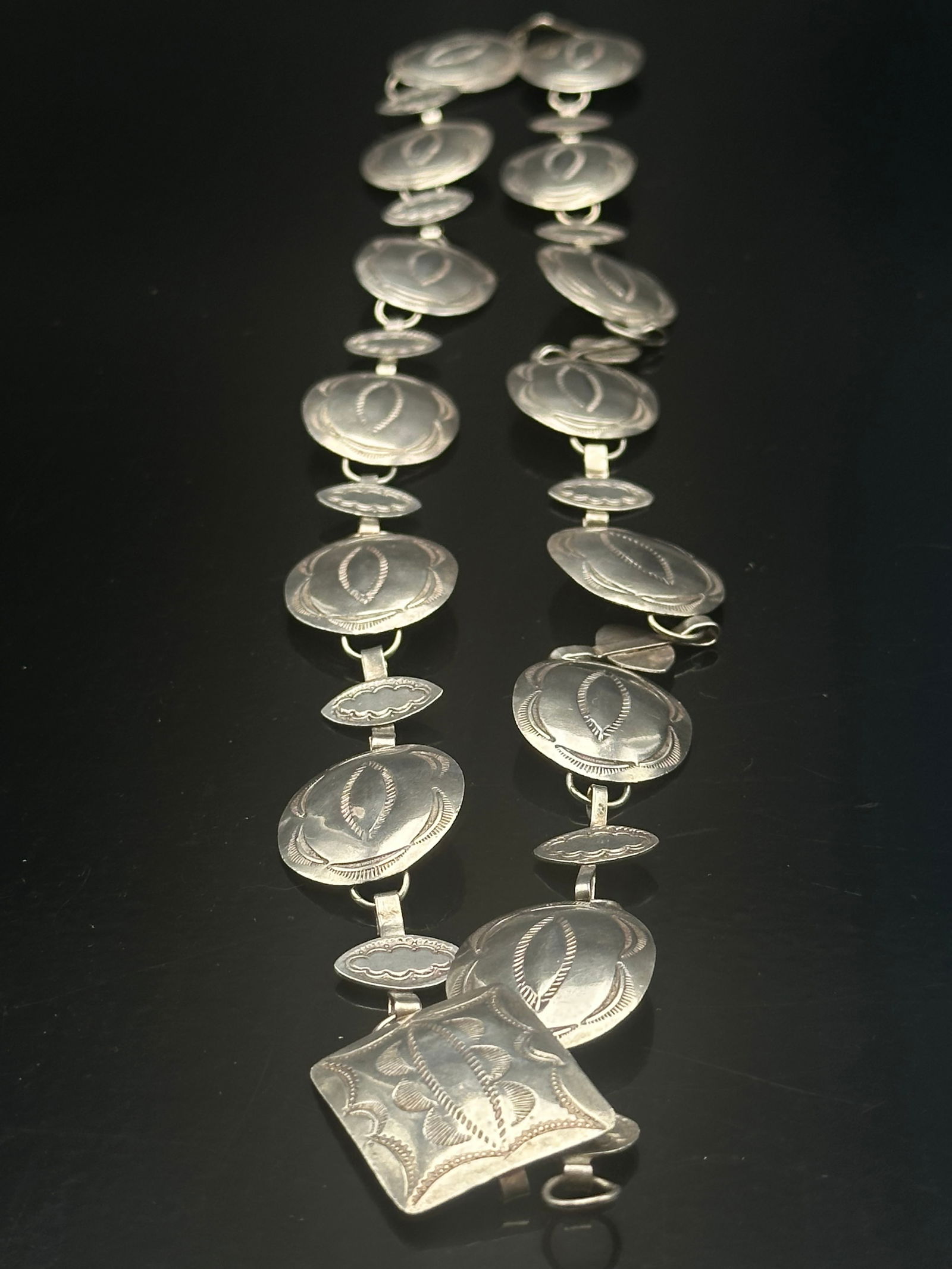 Vintage Navajo Sterling Concho Link Belt/Necklace – 67g (1 of 8)