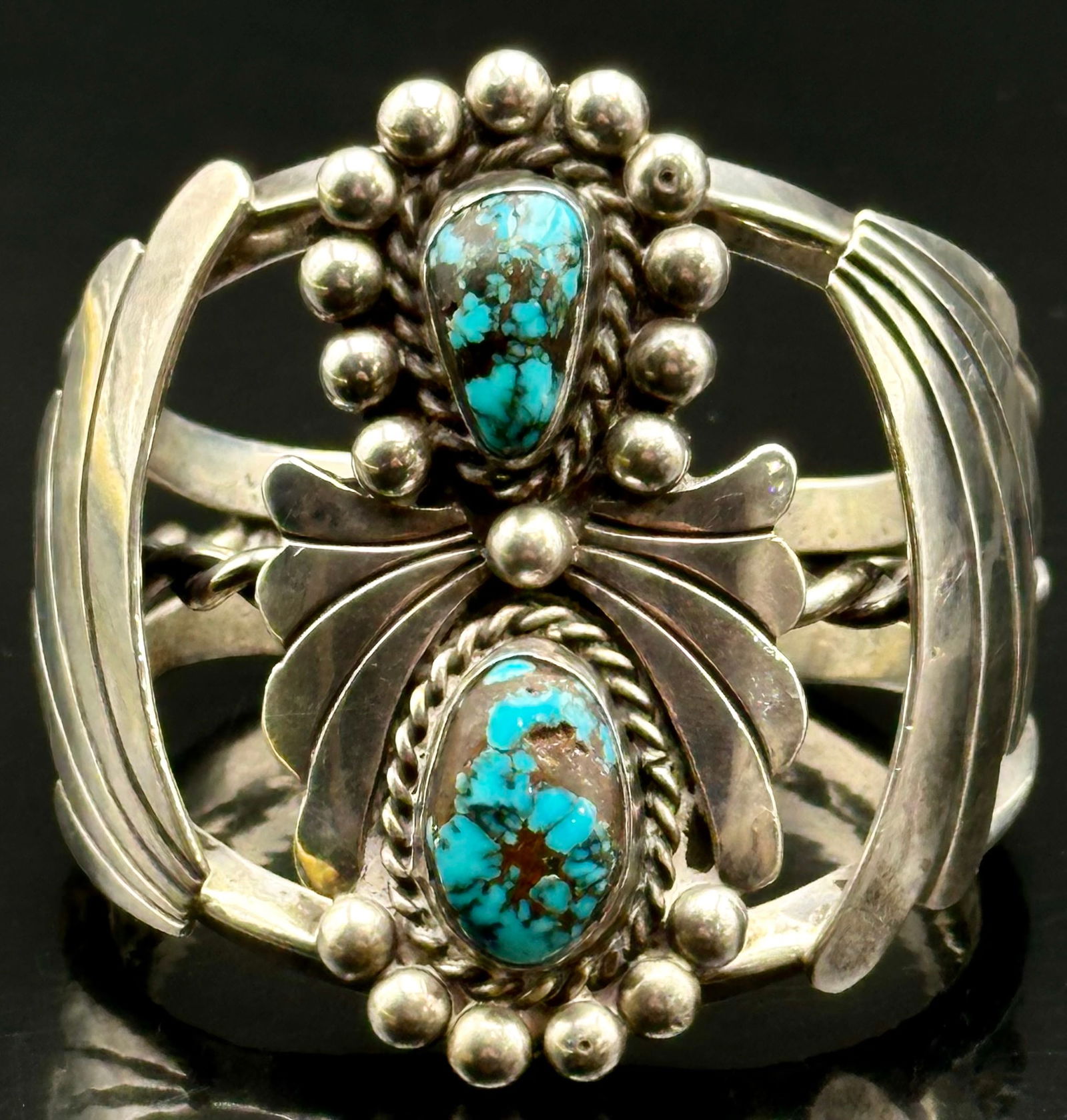 Vintage JTA Sterling Silver Turquoise Cuff Bracelet – 84g (1 of 10)