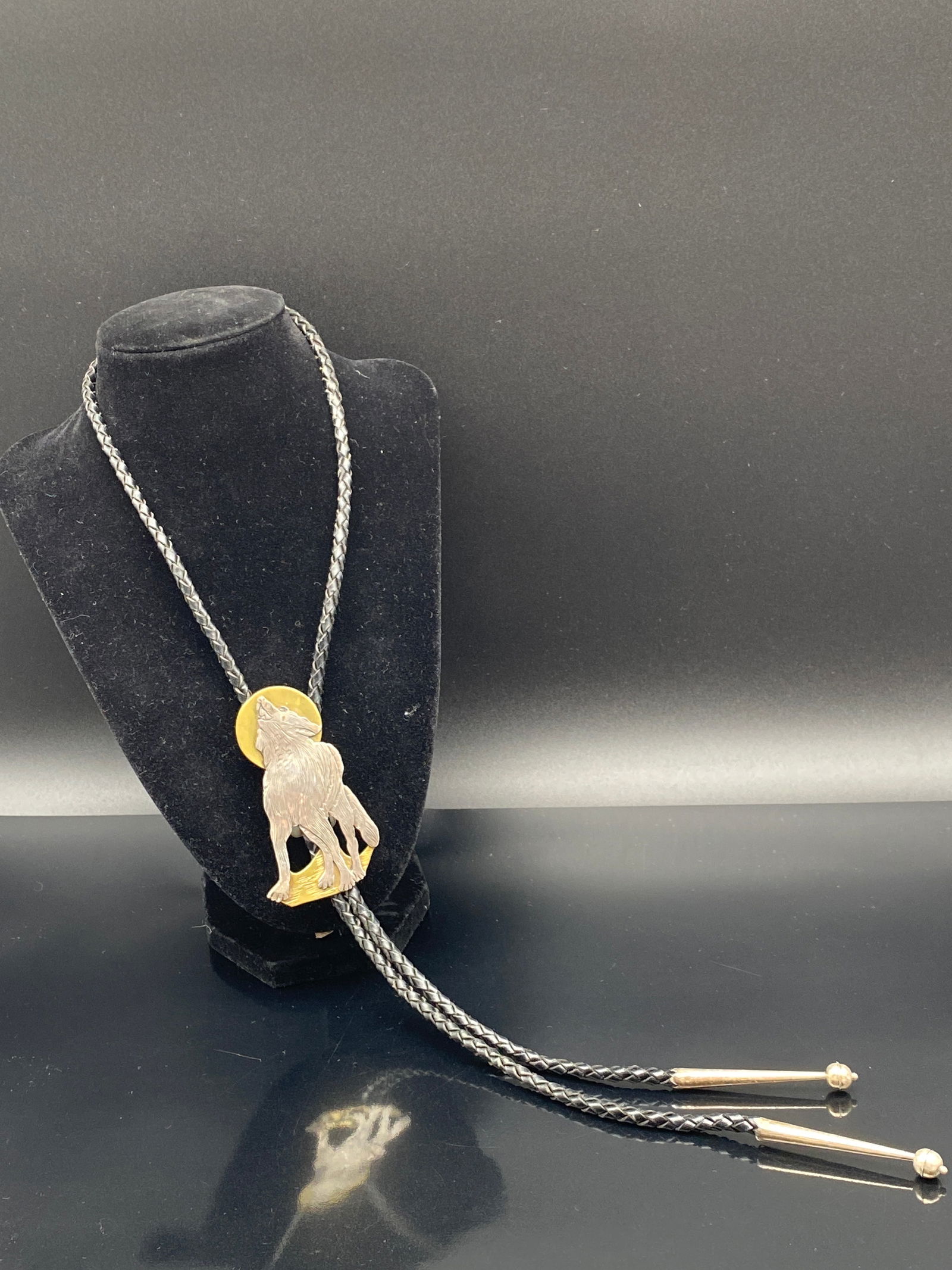 Western Bolo Tie w/ Wolf & Full Moon Slide (1 of 4)