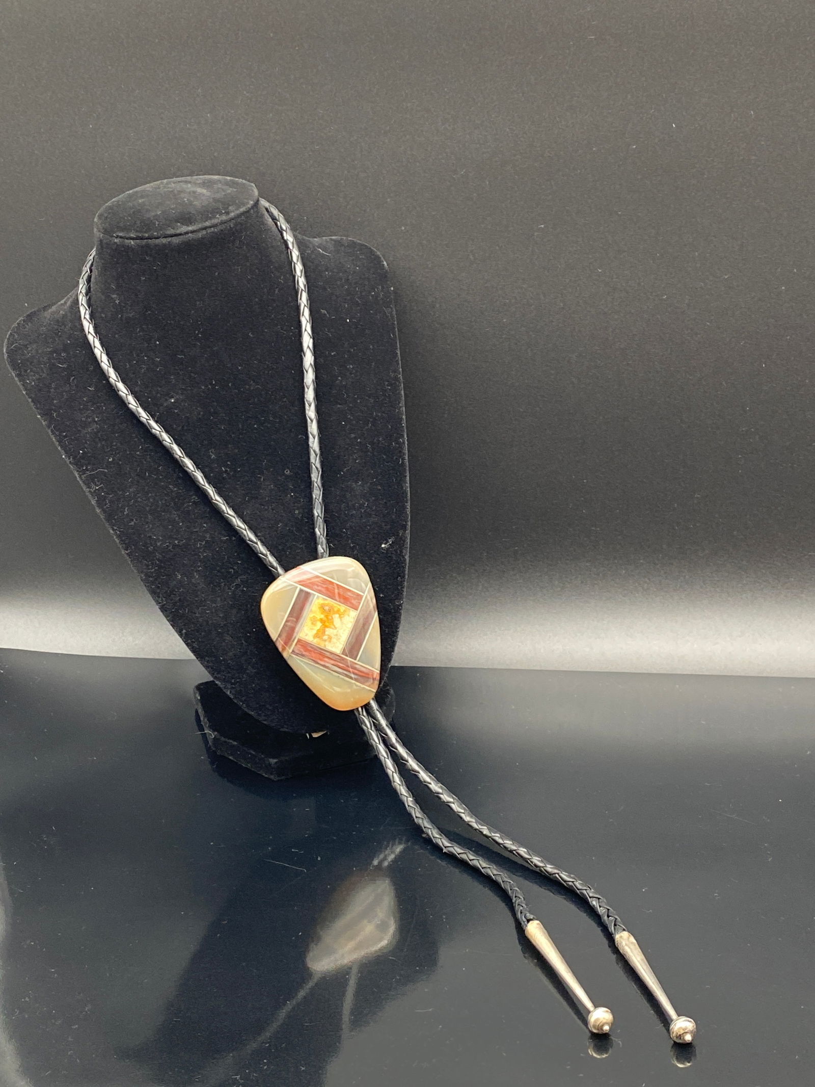 Southwestern Inlay Stone Bolo Tie (1 of 4)