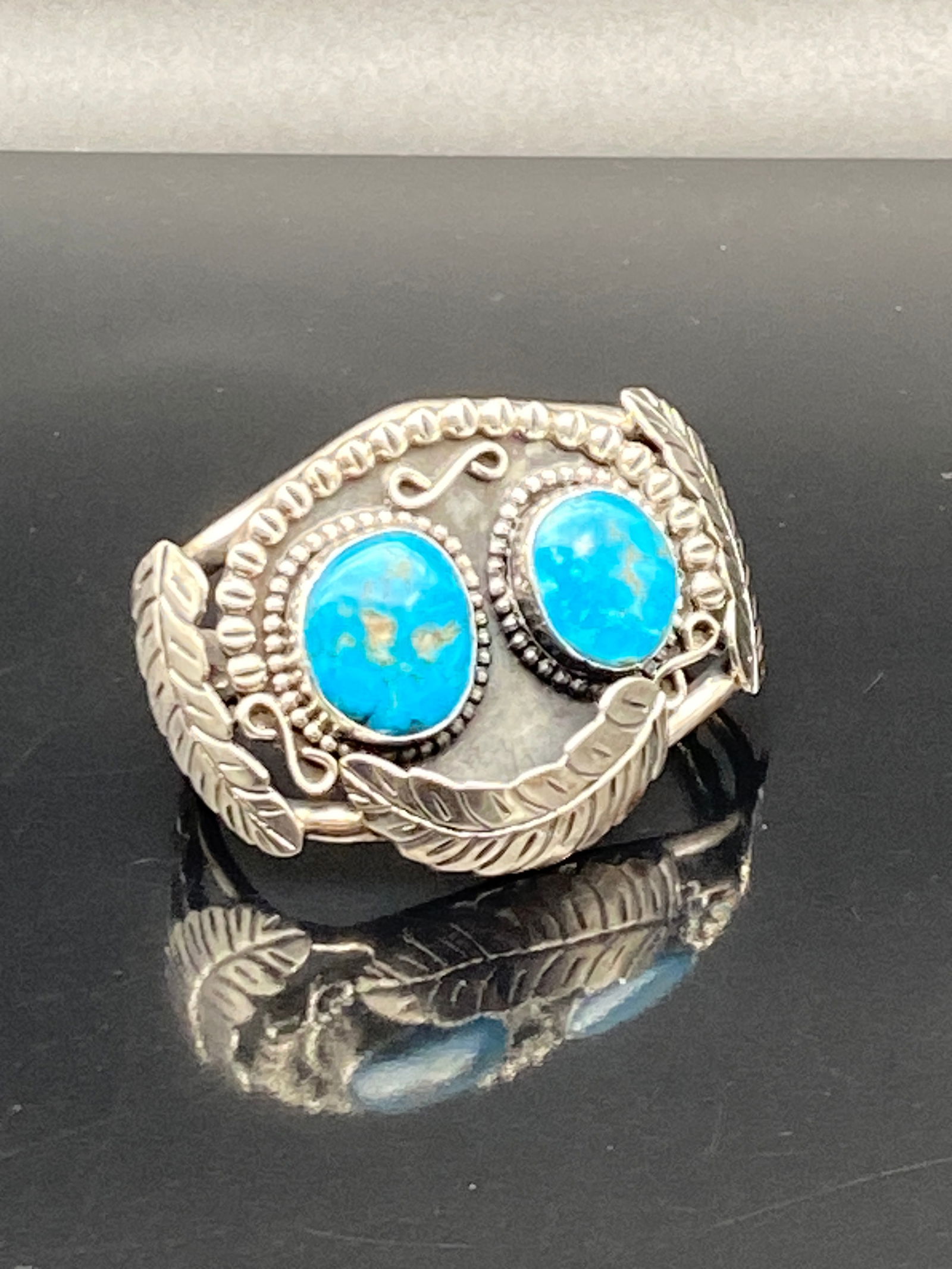 Turquoise Double-Stone Southwestern Cuff (1 of 5)