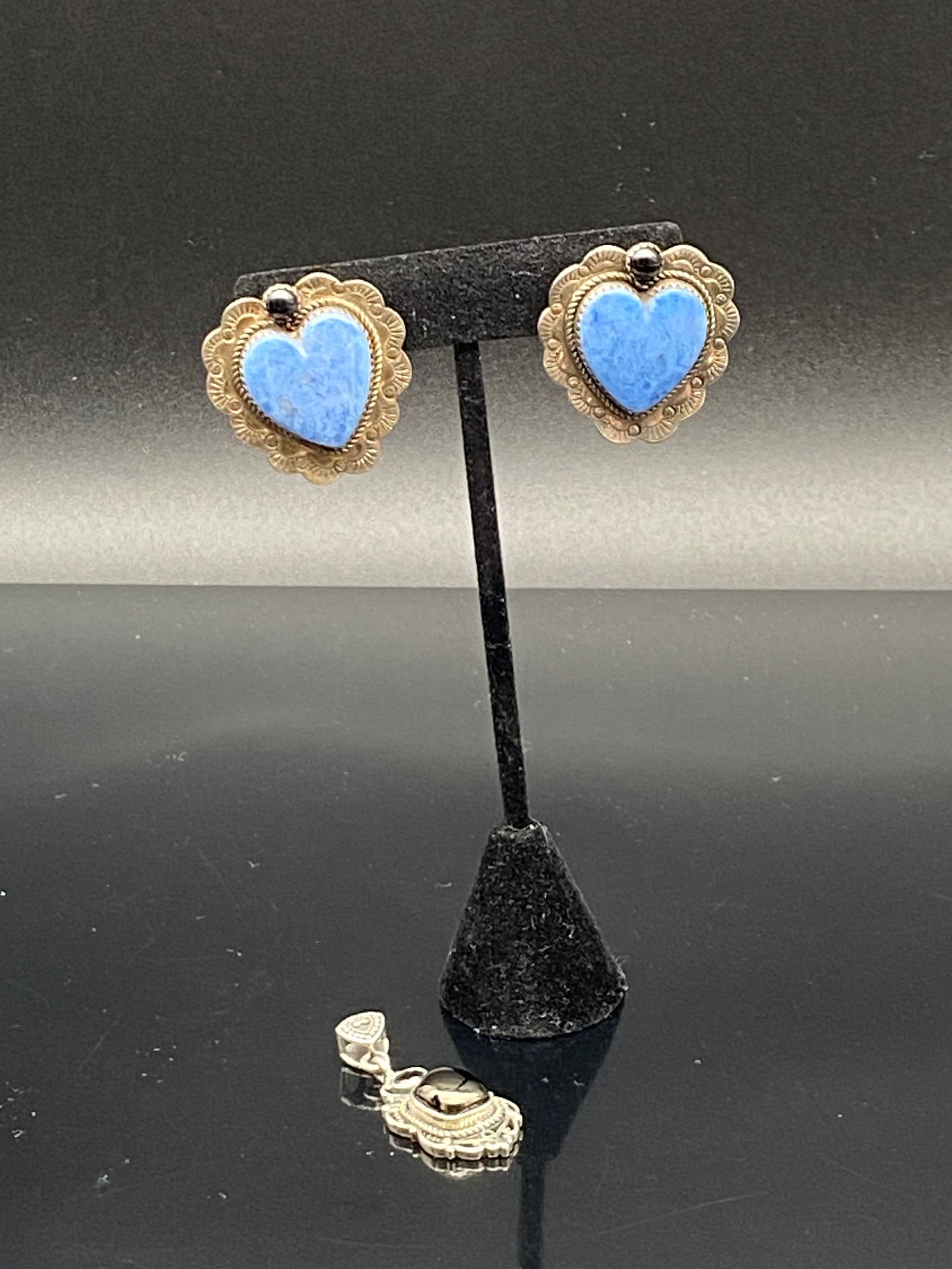 Blue Heart Earrings & Silver Pendant Lot (1 of 6)