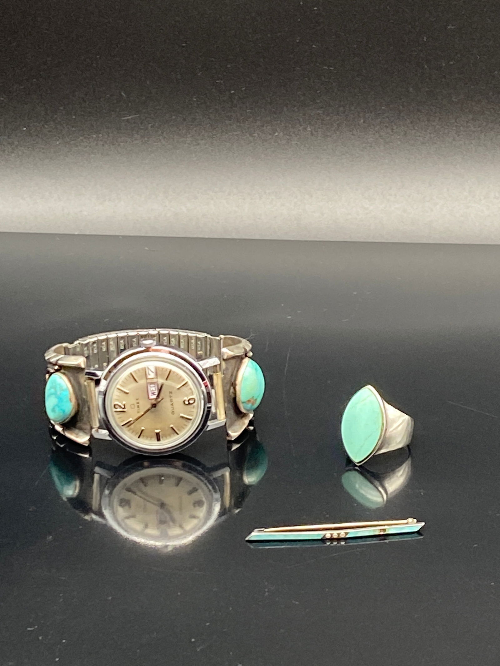 Turquoise Watch, Ring & Bar Pin Jewelry Lot (1 of 13)