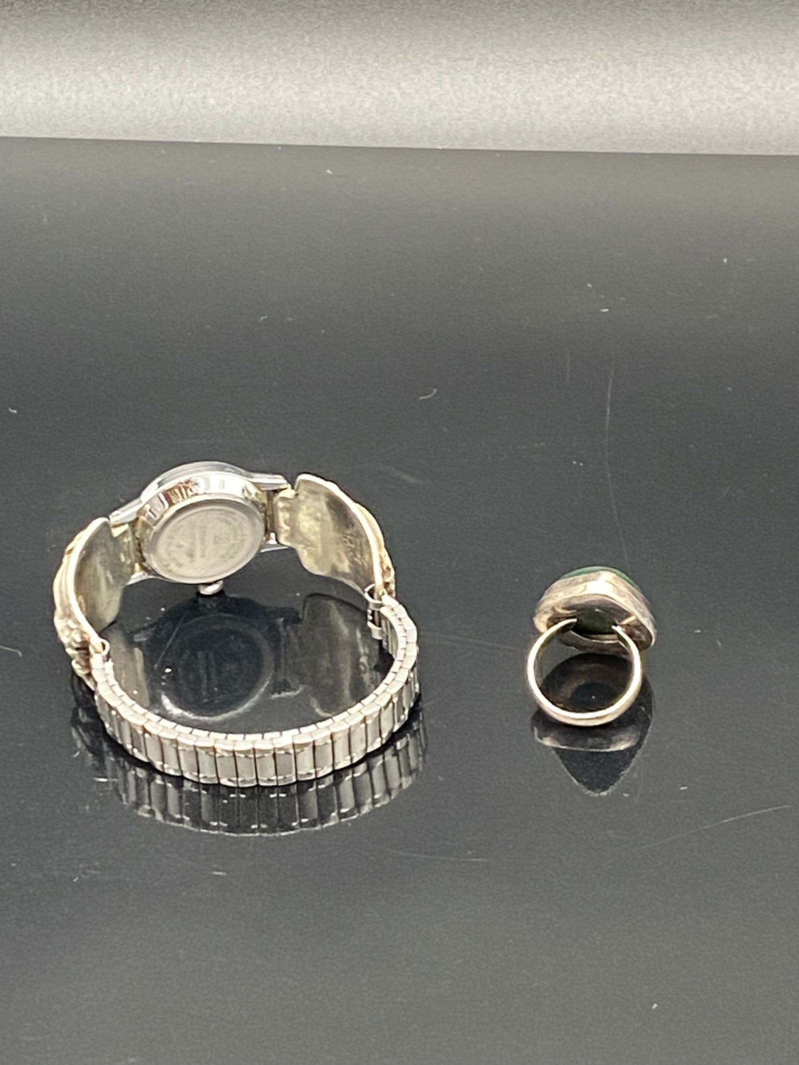 Green Stone Watch & Teardrop Ring Lot (1 of 9)