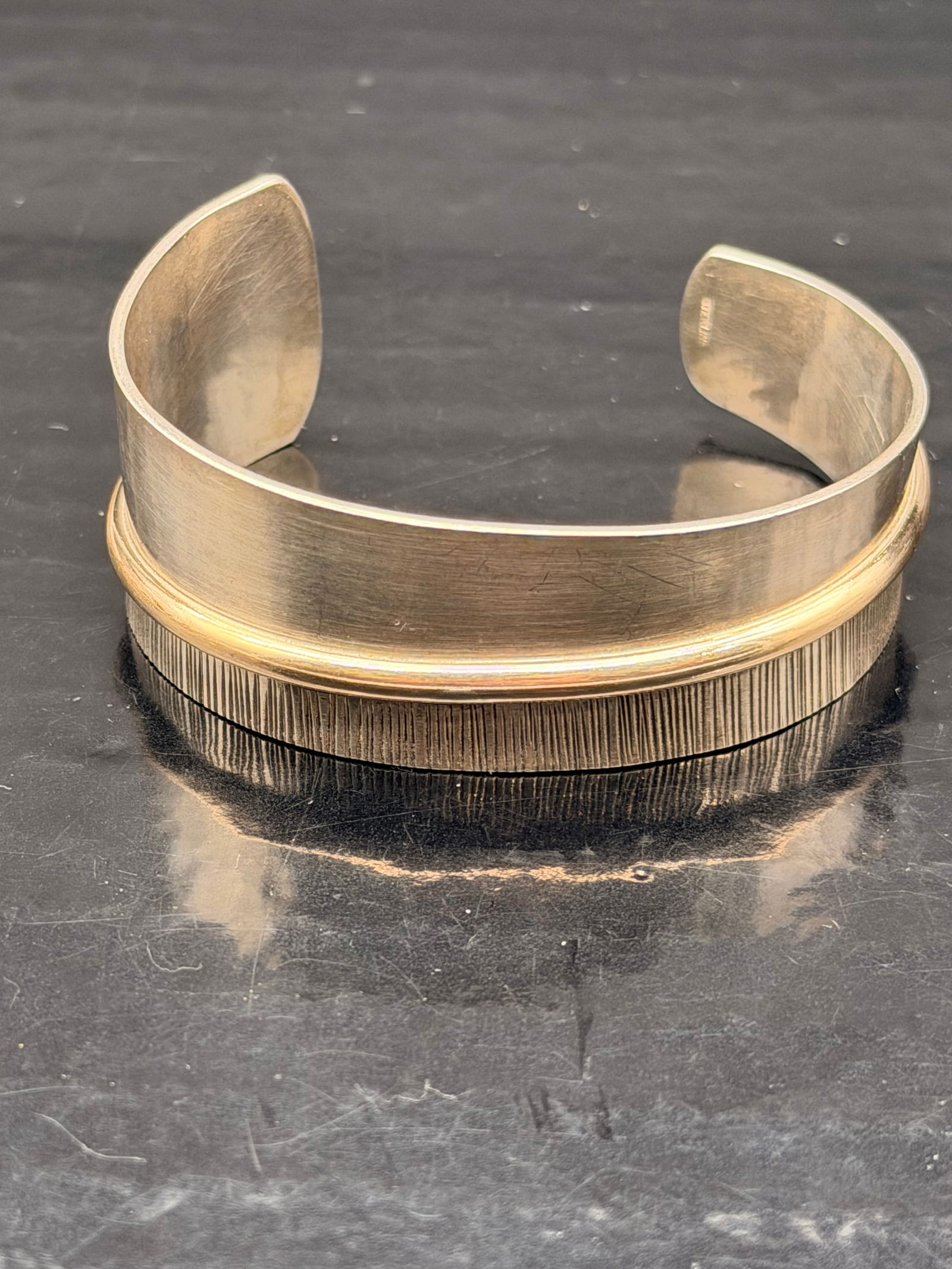 Navajo Sterling Silver Stamped Cuff Bracelet – 35g (1 of 6)