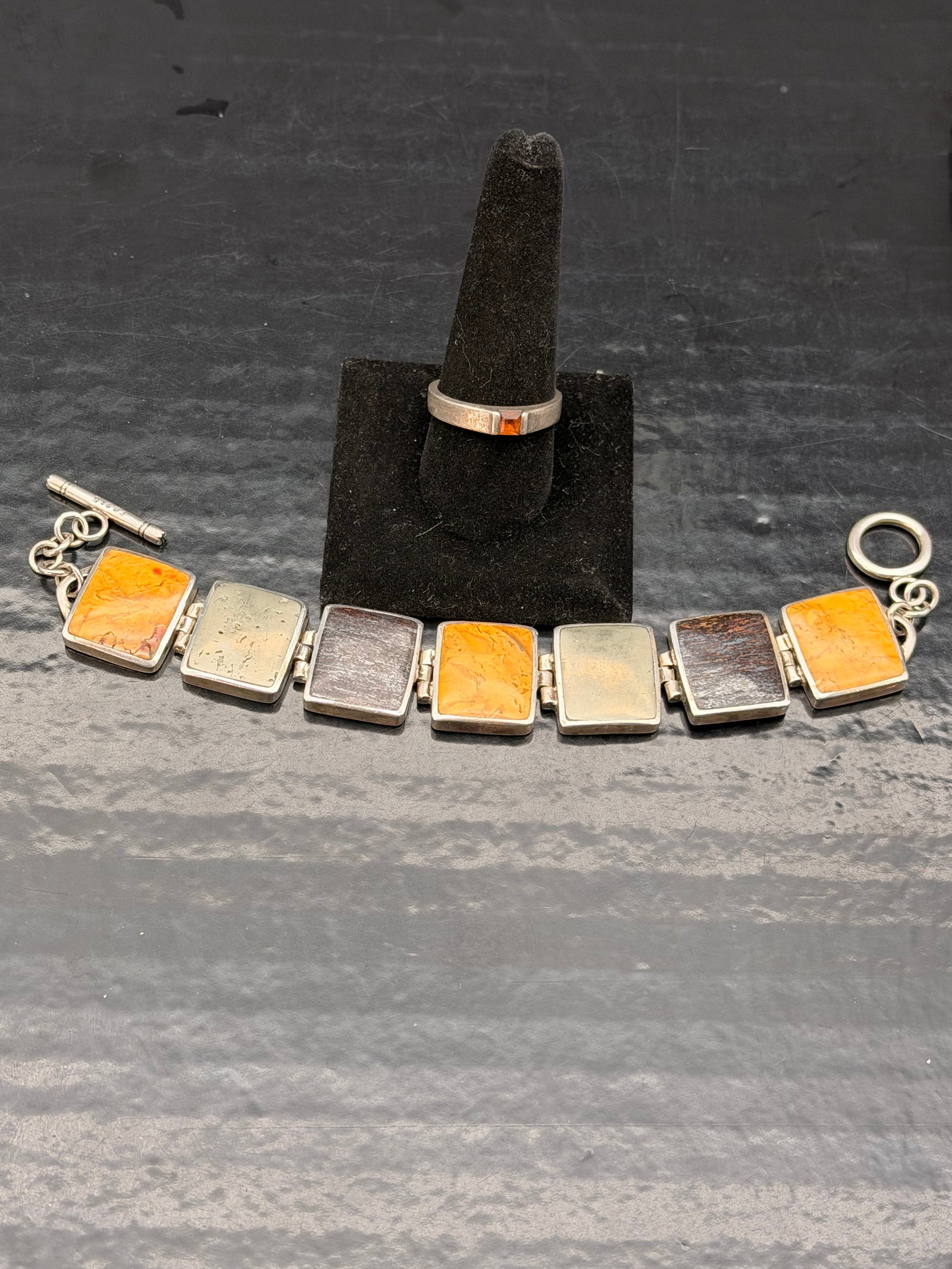 Sterling Silver Multi-Stone Bracelet & Matching Ring Set (925) (1 of 8)