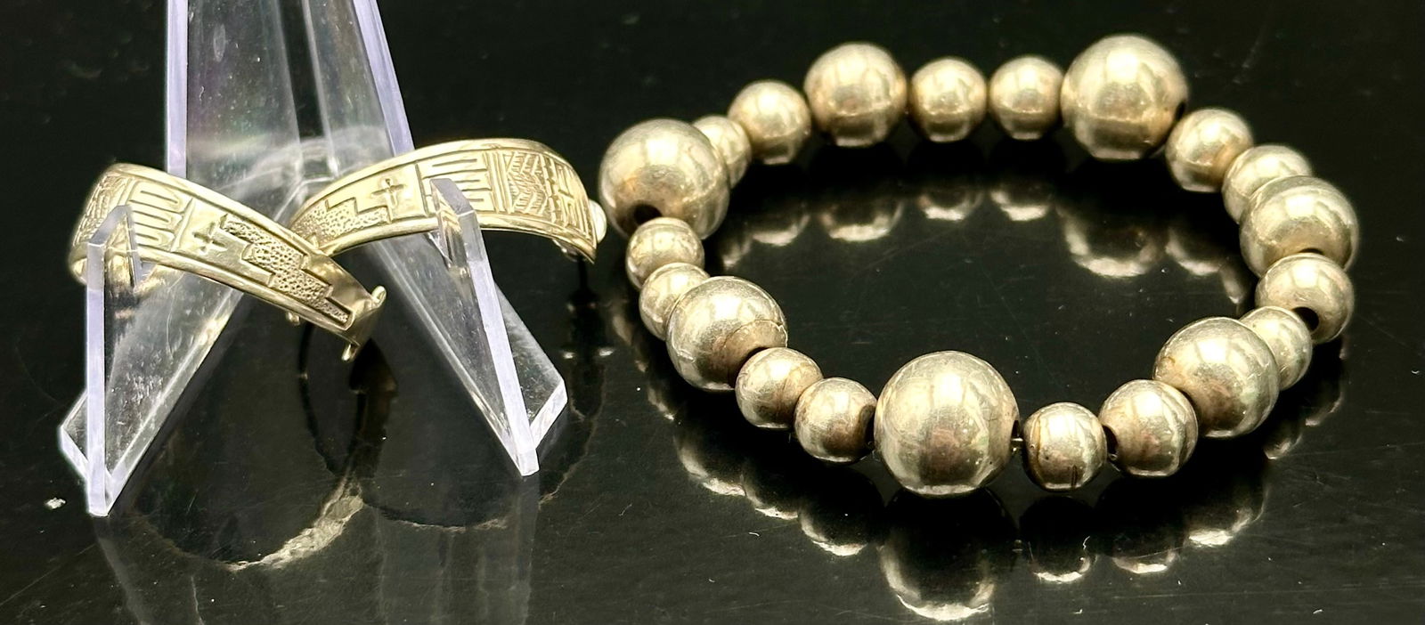 Sterling .925 RMT Earrings & Silver-Tone Beaded Bracelet – 29g Lot (1 of 7)