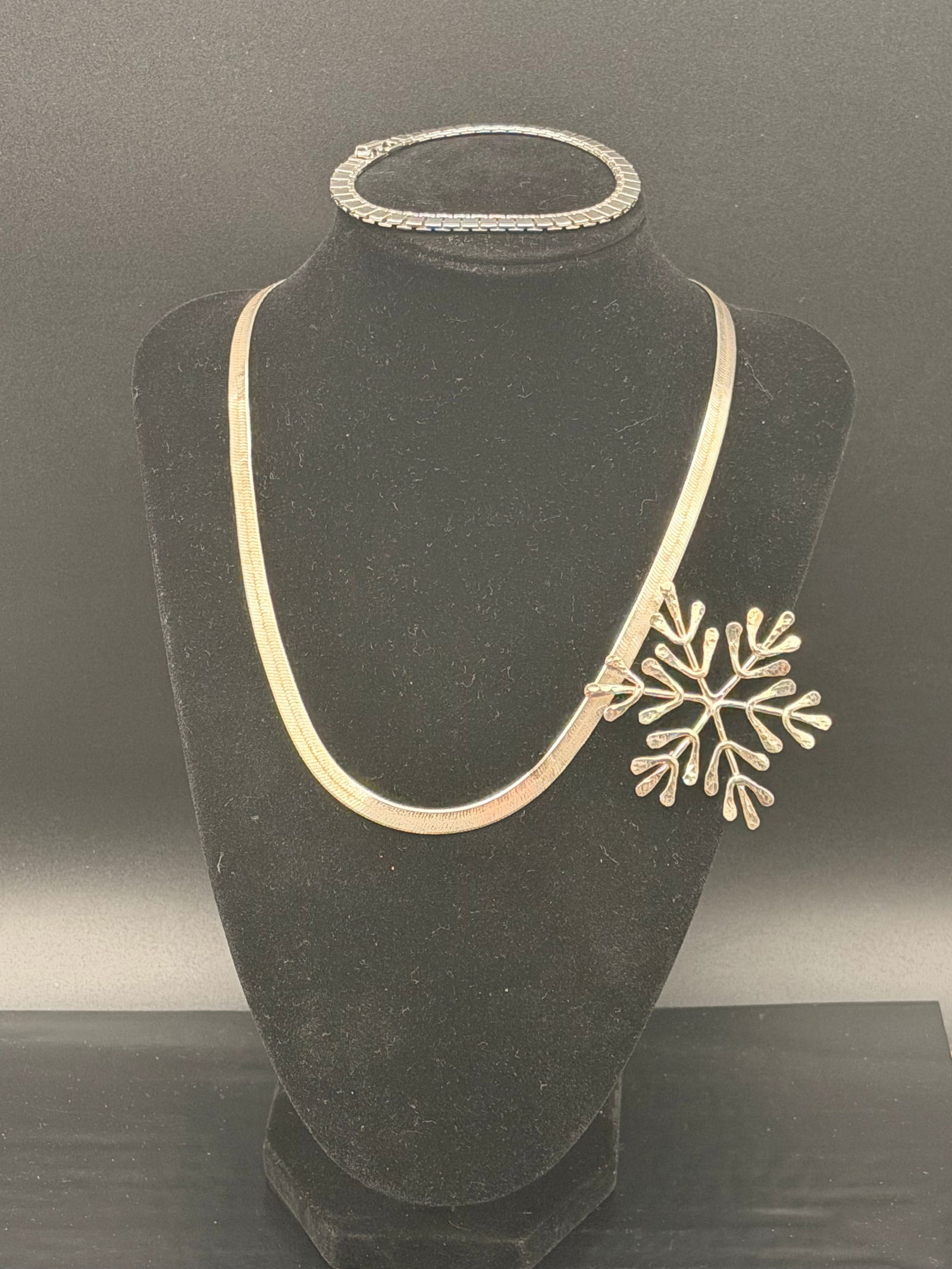 Sterling Silver Italy Necklace with Artisan Tree Pendant & Monet Bracelet – 35g (1 of 11)