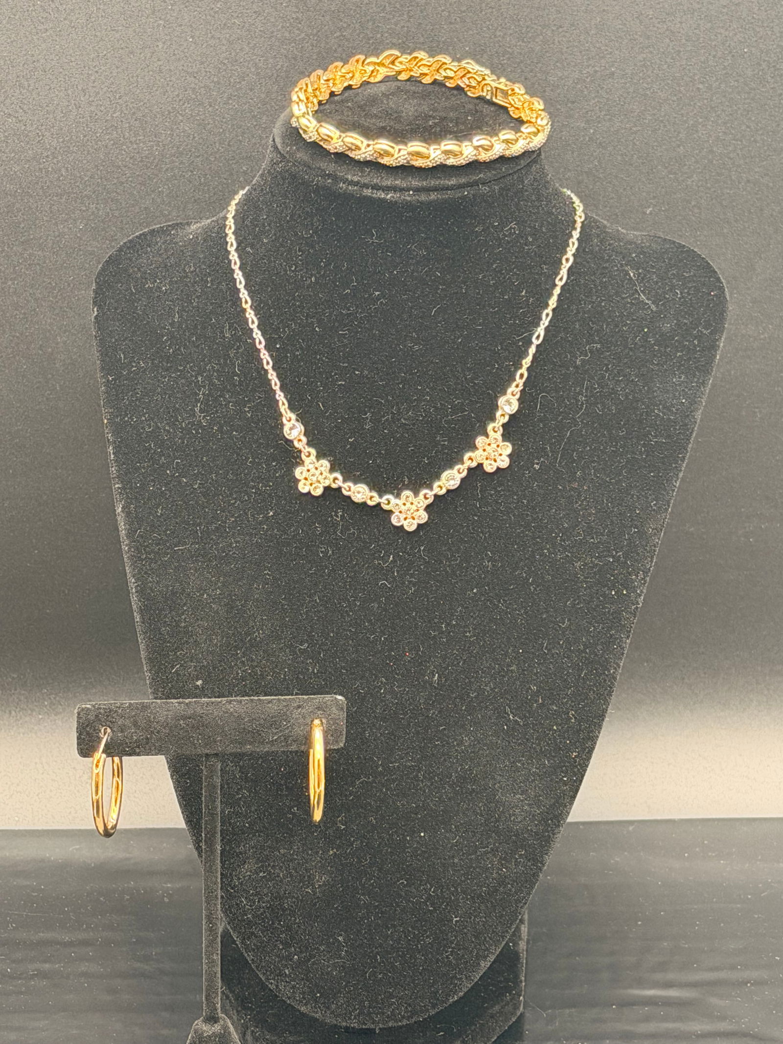 Gold-Plated Sterling Silver 925 Necklace, Pendant & Earrings + Fashion Bracelet – 37g (1 of 10)