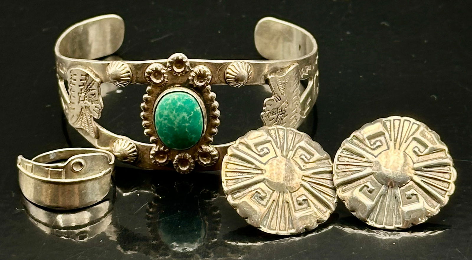 Sterling Silver Bracelet, Earrings & Band Ring Lot – 31g – Marked Sterling/925 (1 of 15)