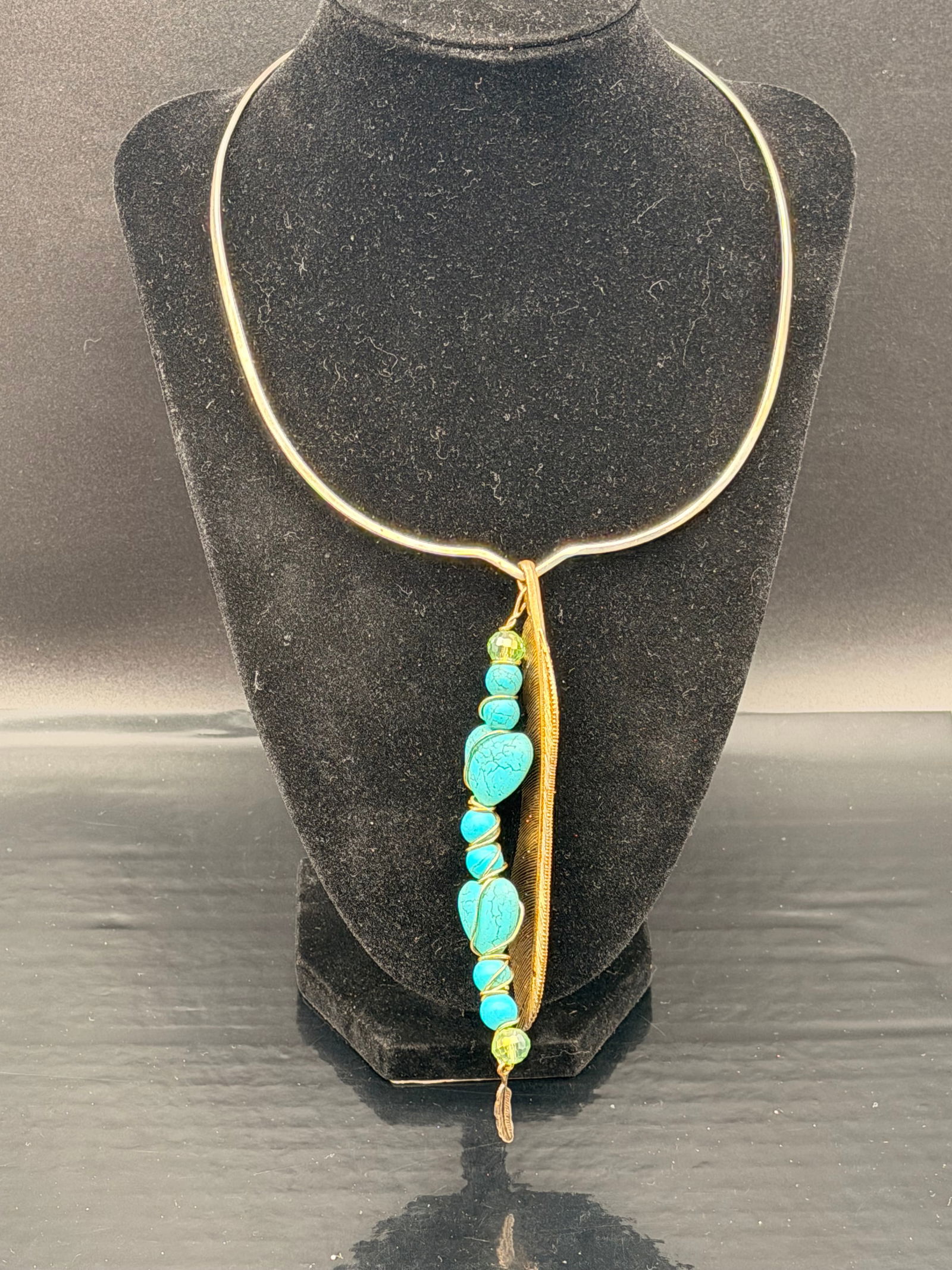 Navajo-Style Turquoise Feather Necklace – 39g (1 of 4)