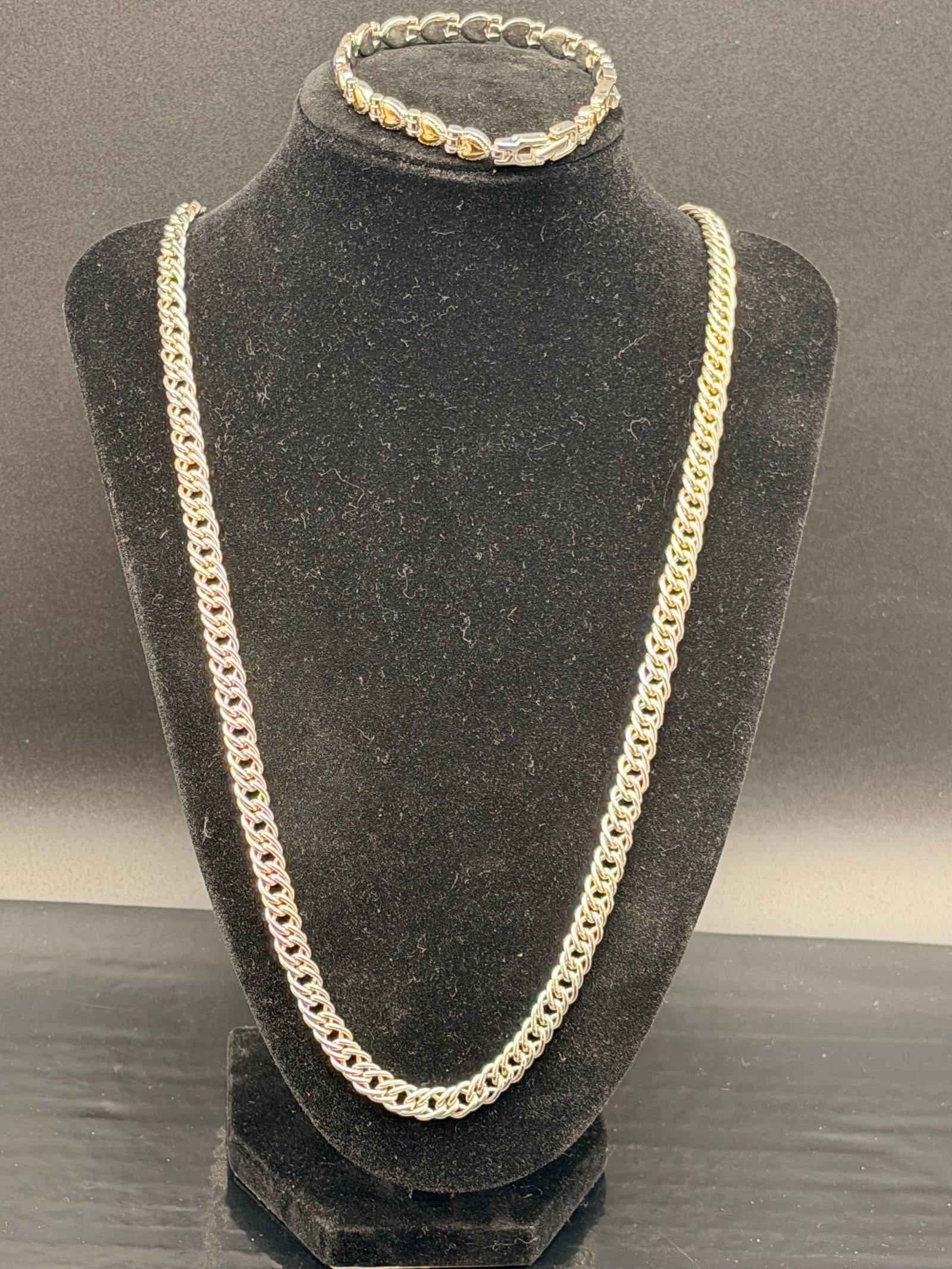 Vintage Silver-Tone Chain Necklace & Bracelet Set – 73g (1 of 8)