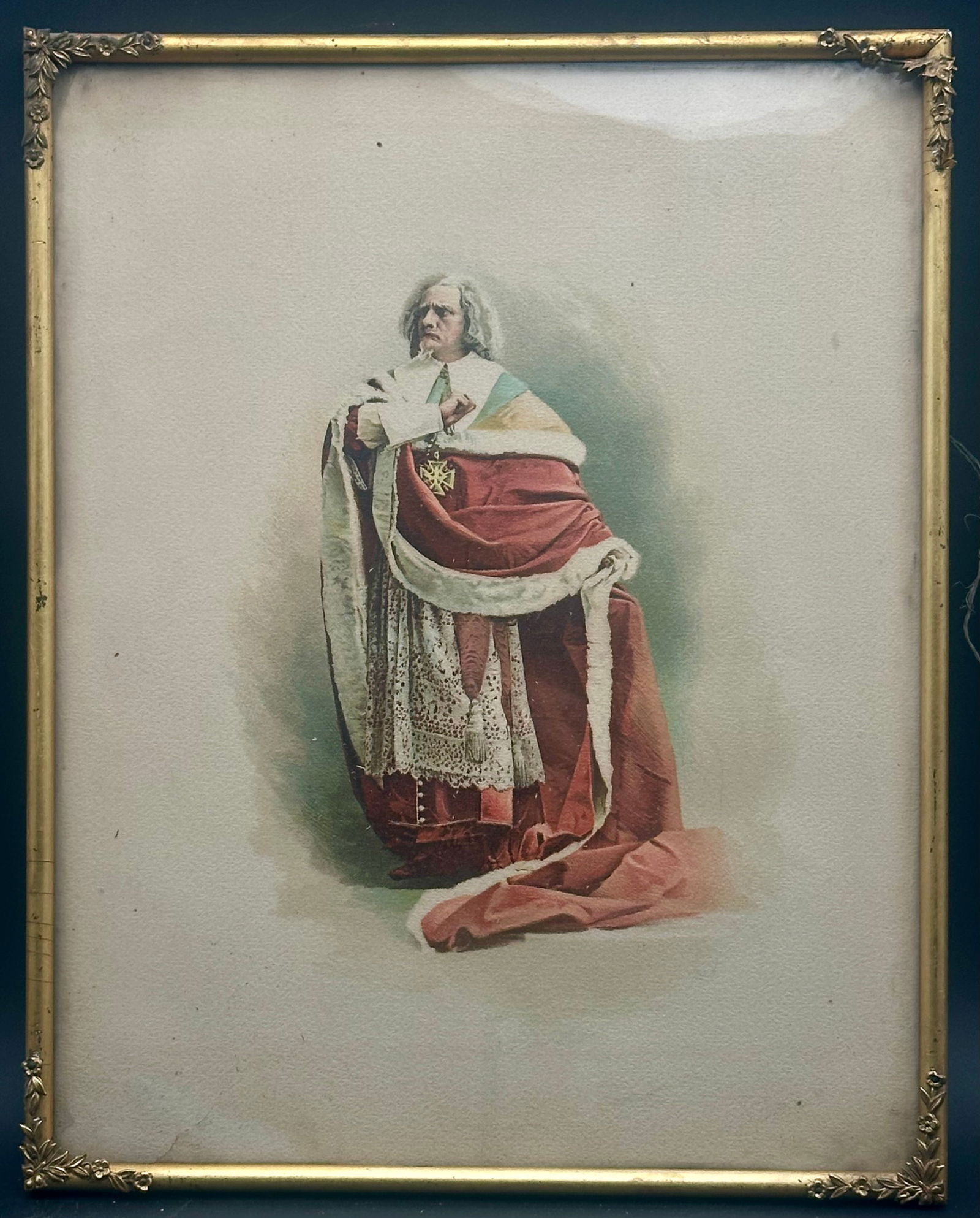 Antique Hand-Colored Nobleman Lithograph in Gilt Frame (1 of 9)