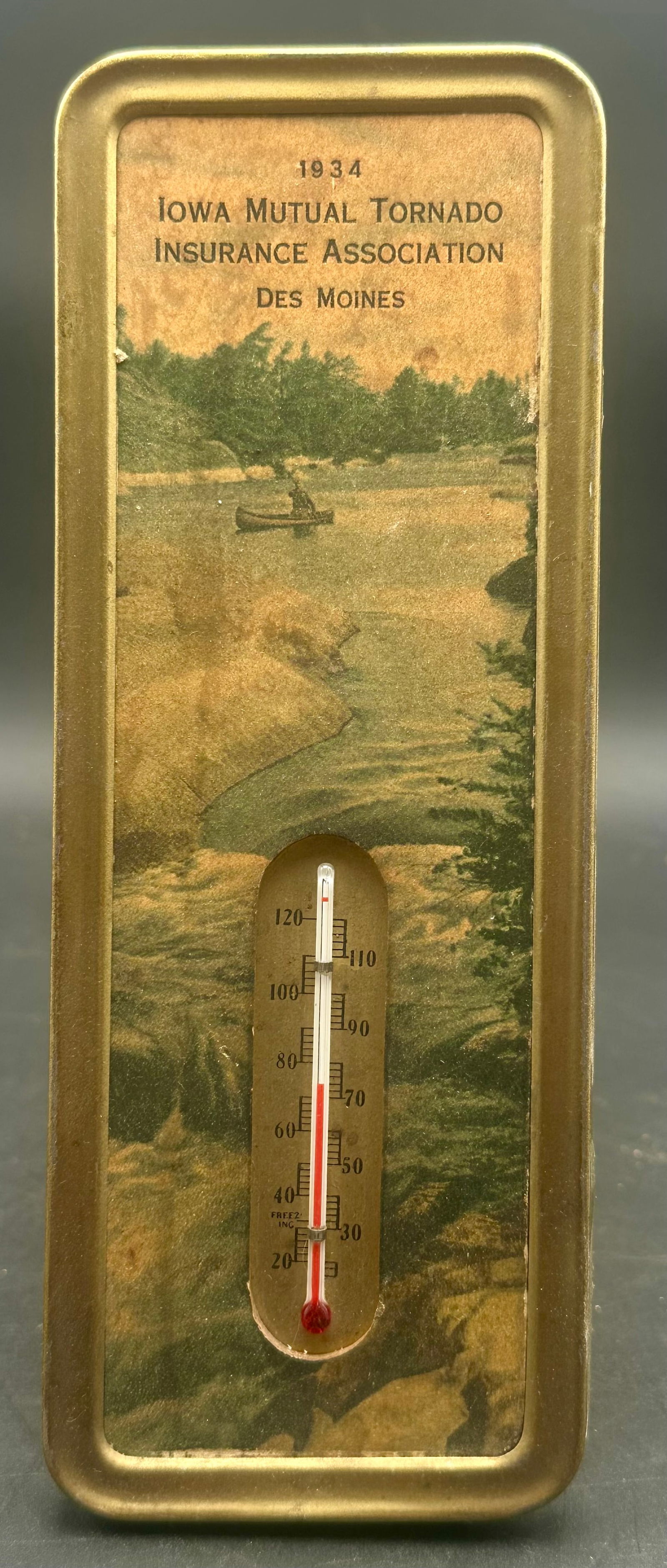 1934 Iowa Mutual Tornado Insurance Metal Thermometer (1 of 8)