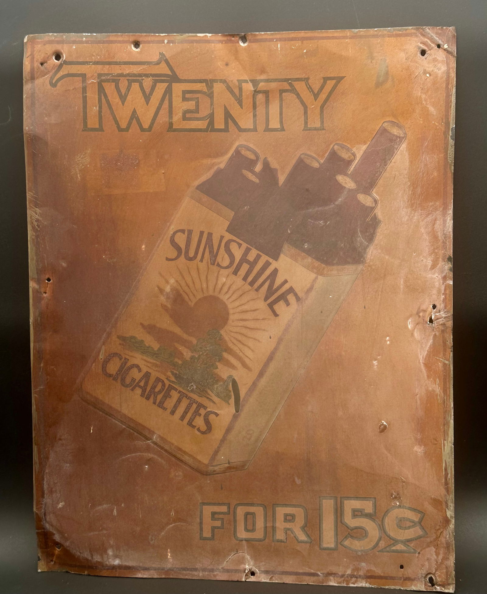 Antique Sunshine Cigarettes Tin Litho Advertising Sign (1 of 8)