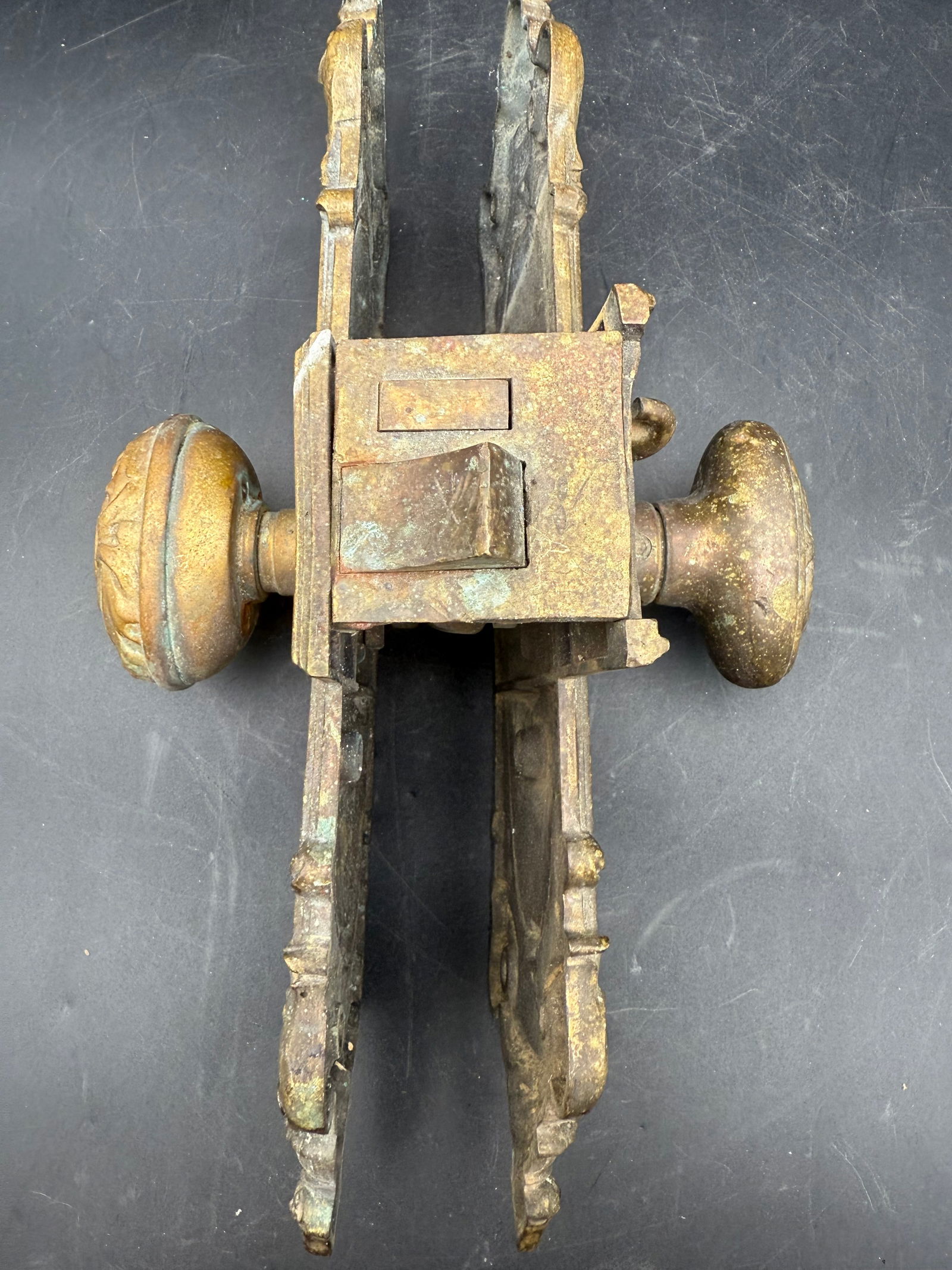 Victorian Brass Doorknobs Lock & Plate,Pat'd June 1899 (1 of 10)