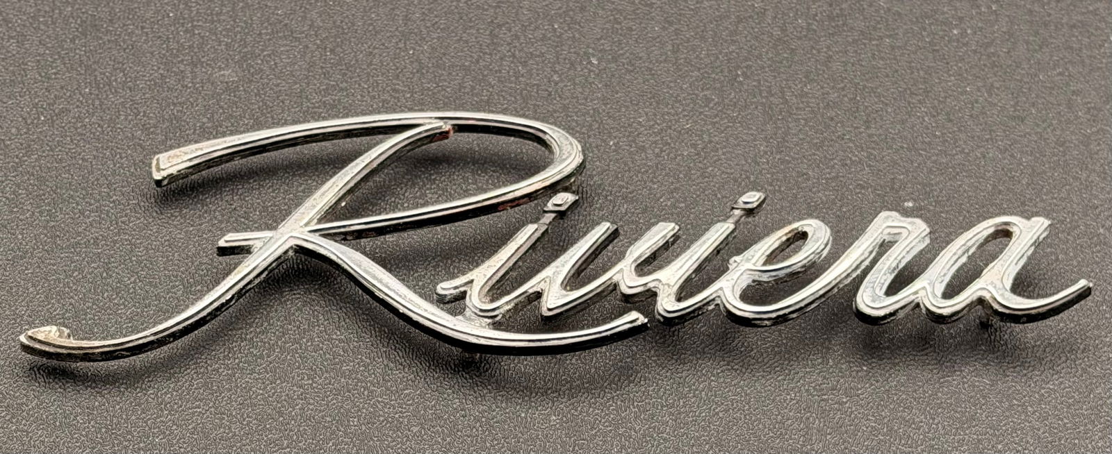 1963–1965 Buick Riviera Script Emblem OEM GM Chrome Vintage Badge (1 of 4)