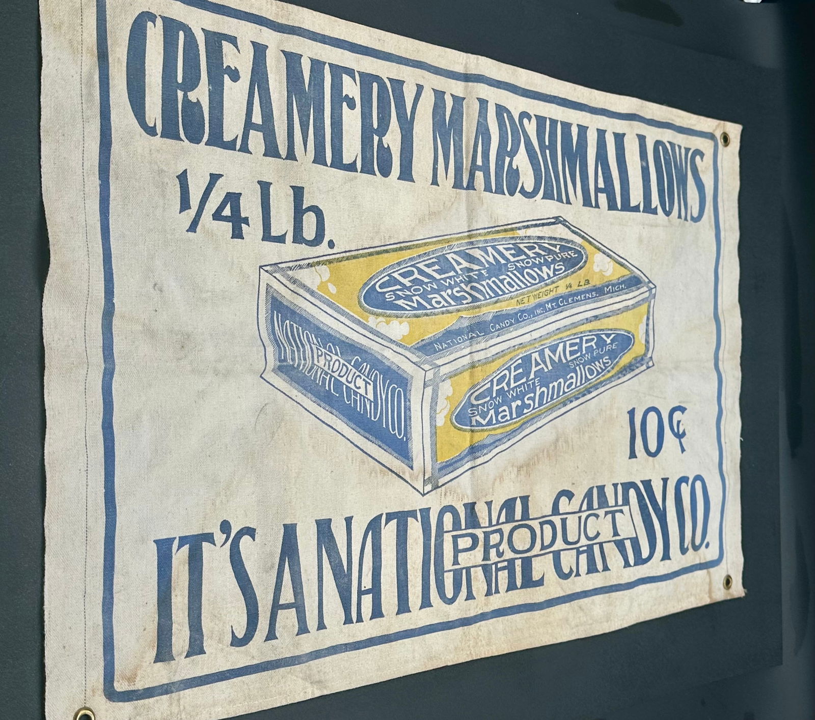 Vintage Reversible Canvas Advertising Banner – Creamery Marshmallows / Lion Brand Duck (1 of 4)