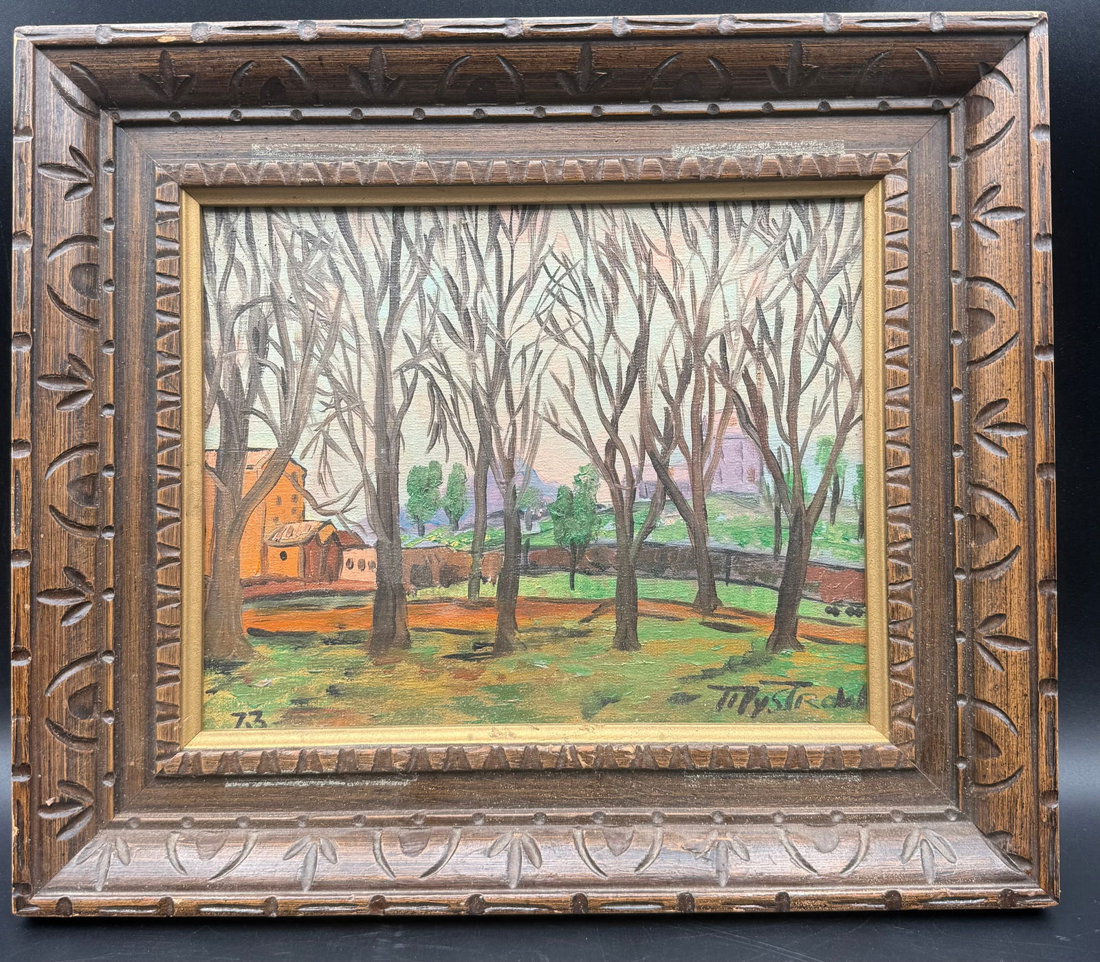 Vintage artwork in wooden frame 1973 Daniel Mystrow (1 of 8)