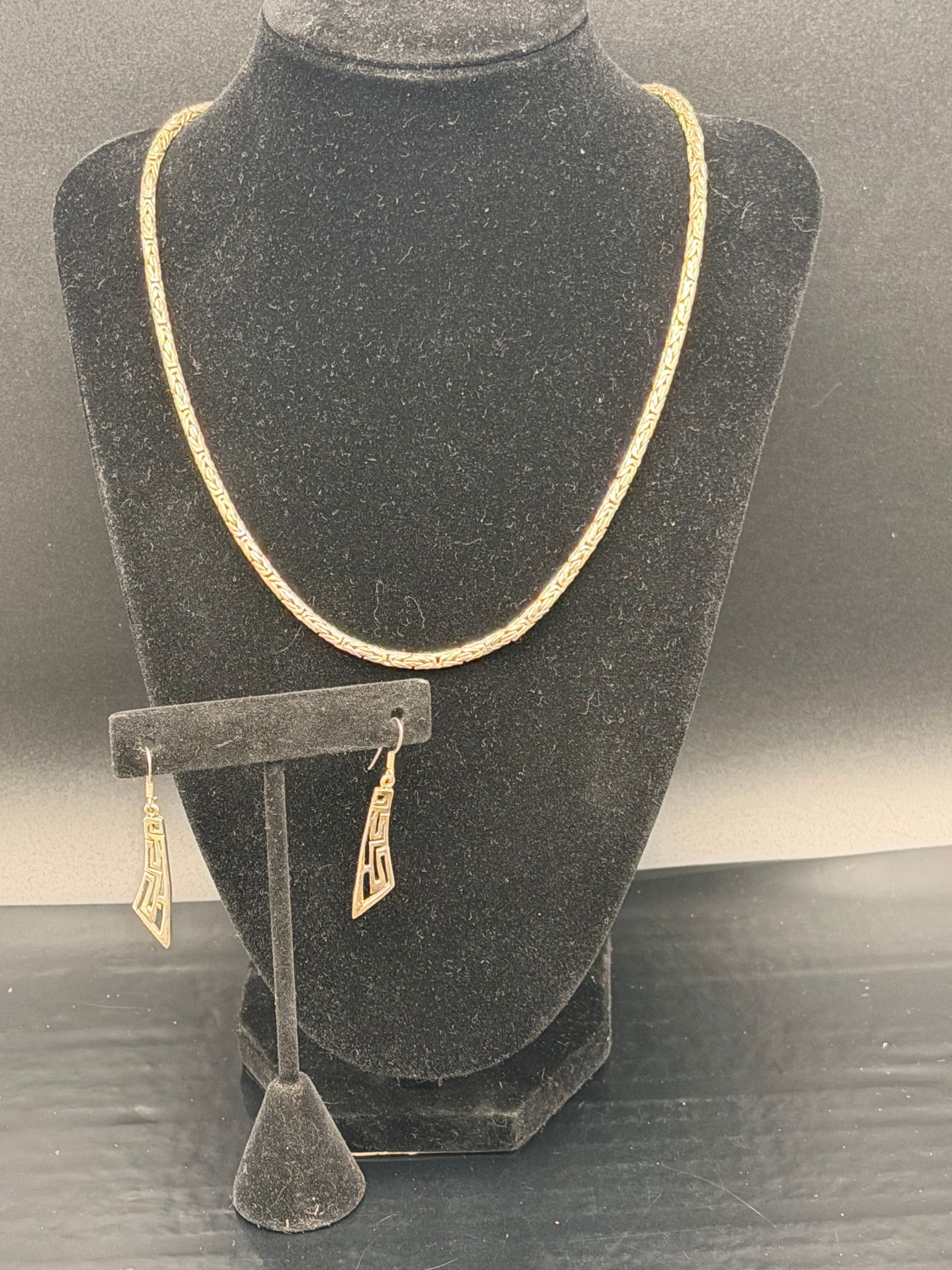 Sterling Silver Necklace & Earrings Set (30g) – Greek Key Design (1 of 6)