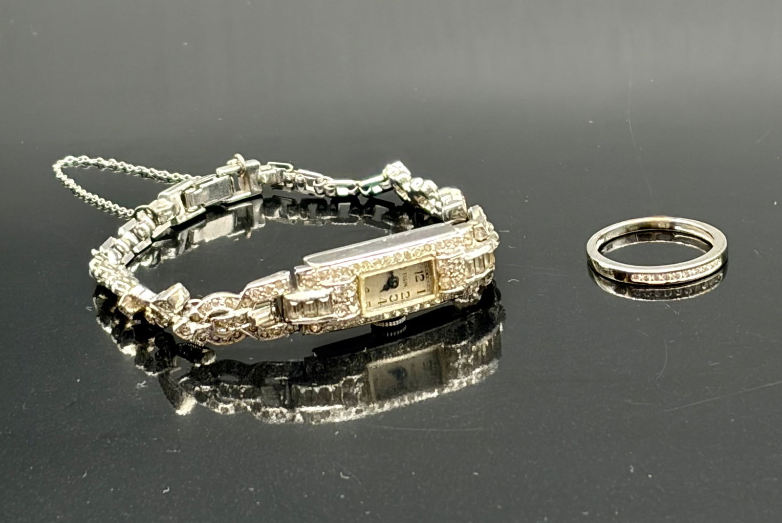 Vintage Rhinestone Watch & Band Ring Set (1 of 10)