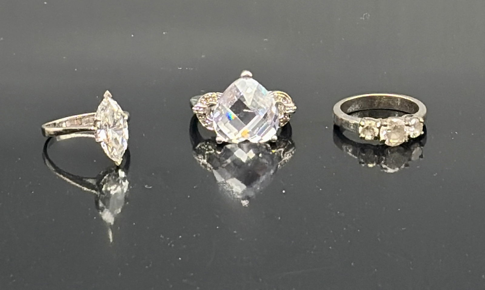 Three Clear Stone Rings, Assorted Styles (1 of 14)