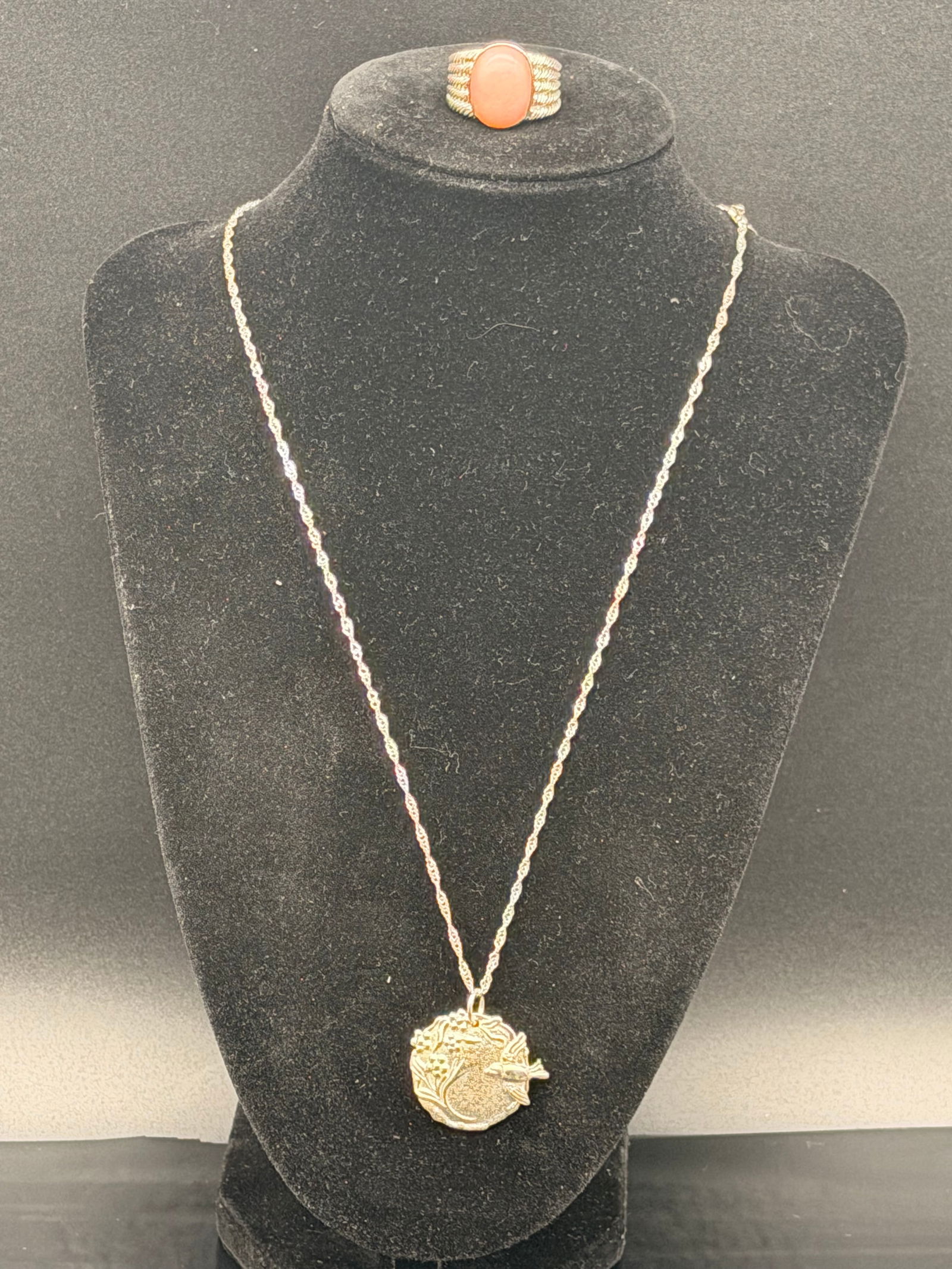 Sterling Silver 925 Necklace & Ring Set – Intricate Floral Cross Pendant, Matching Statement Ring (1 of 9)