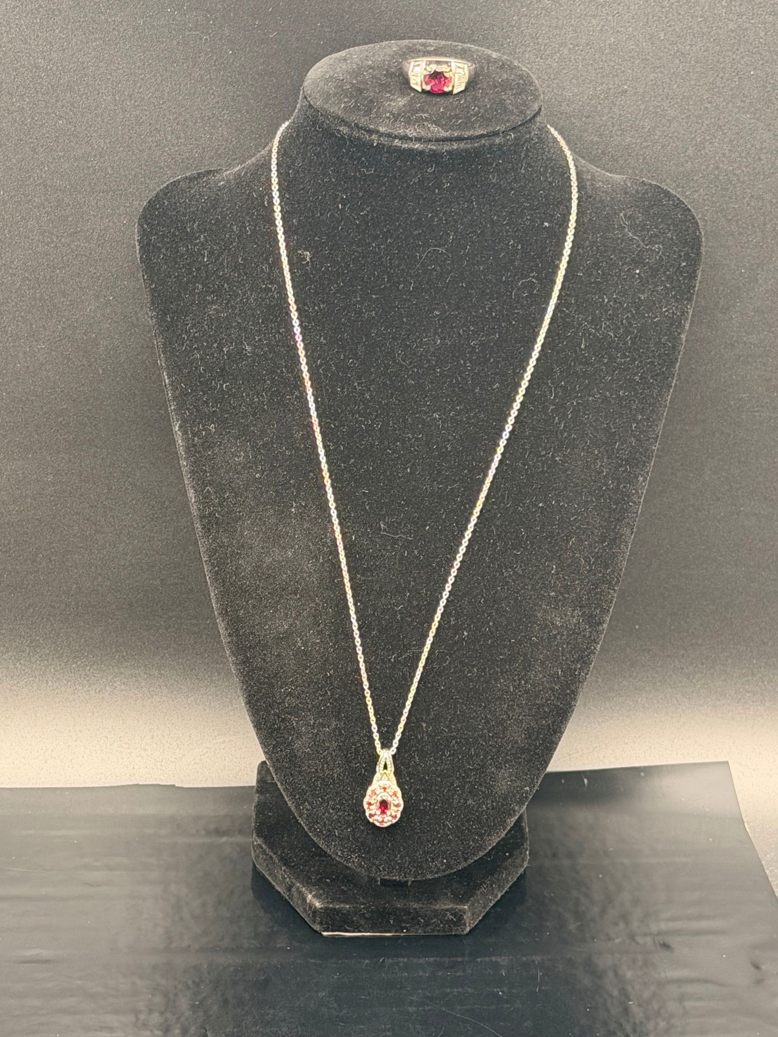 925 Sterling Silver Ruby-Red Necklace & Ring Set (1 of 10)