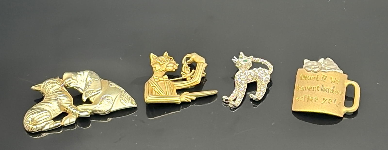 Whimsical Cat & Coffee Brooch Collection (4pcs) (1 of 10)