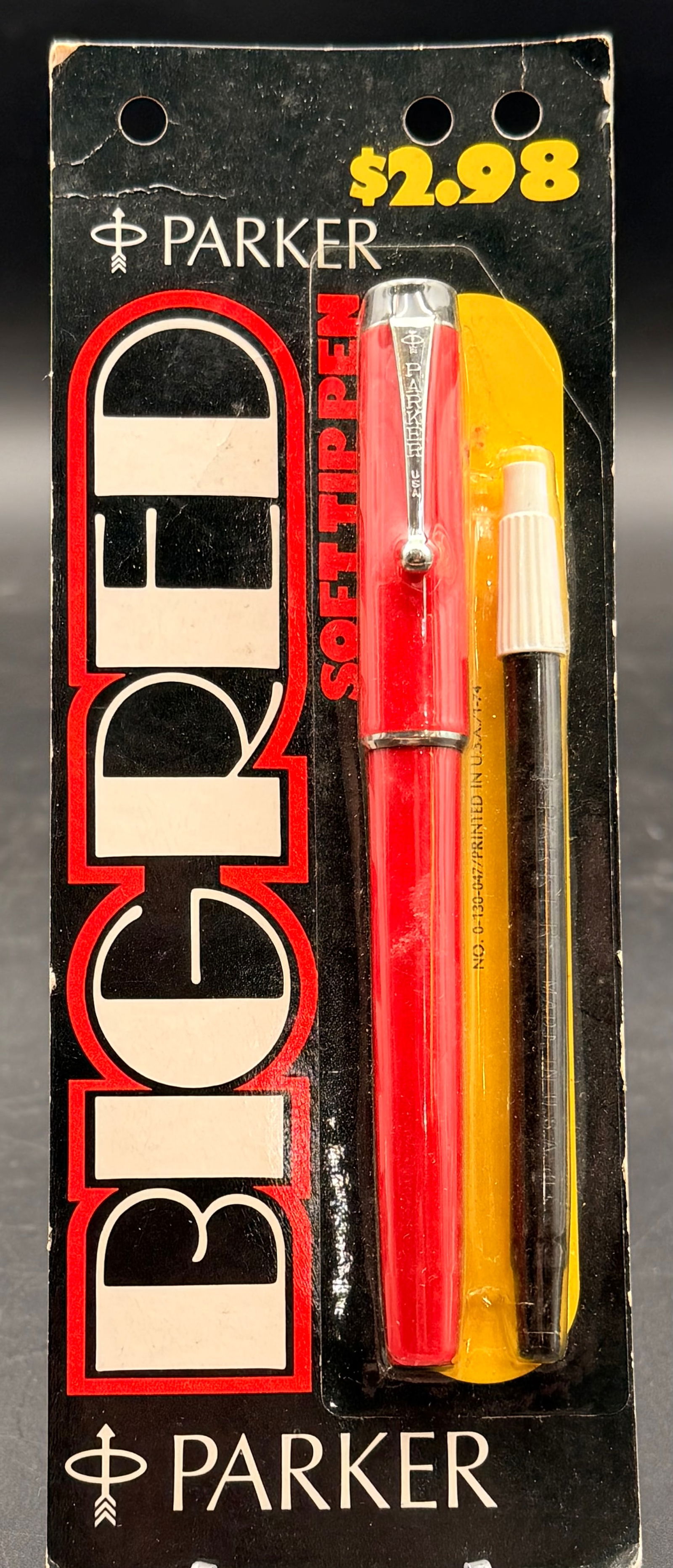 Vintage Parker “Big Red” Soft Tip Pen – NOS in Original Blister Pack w/ Refill (1970s) (1 of 4)