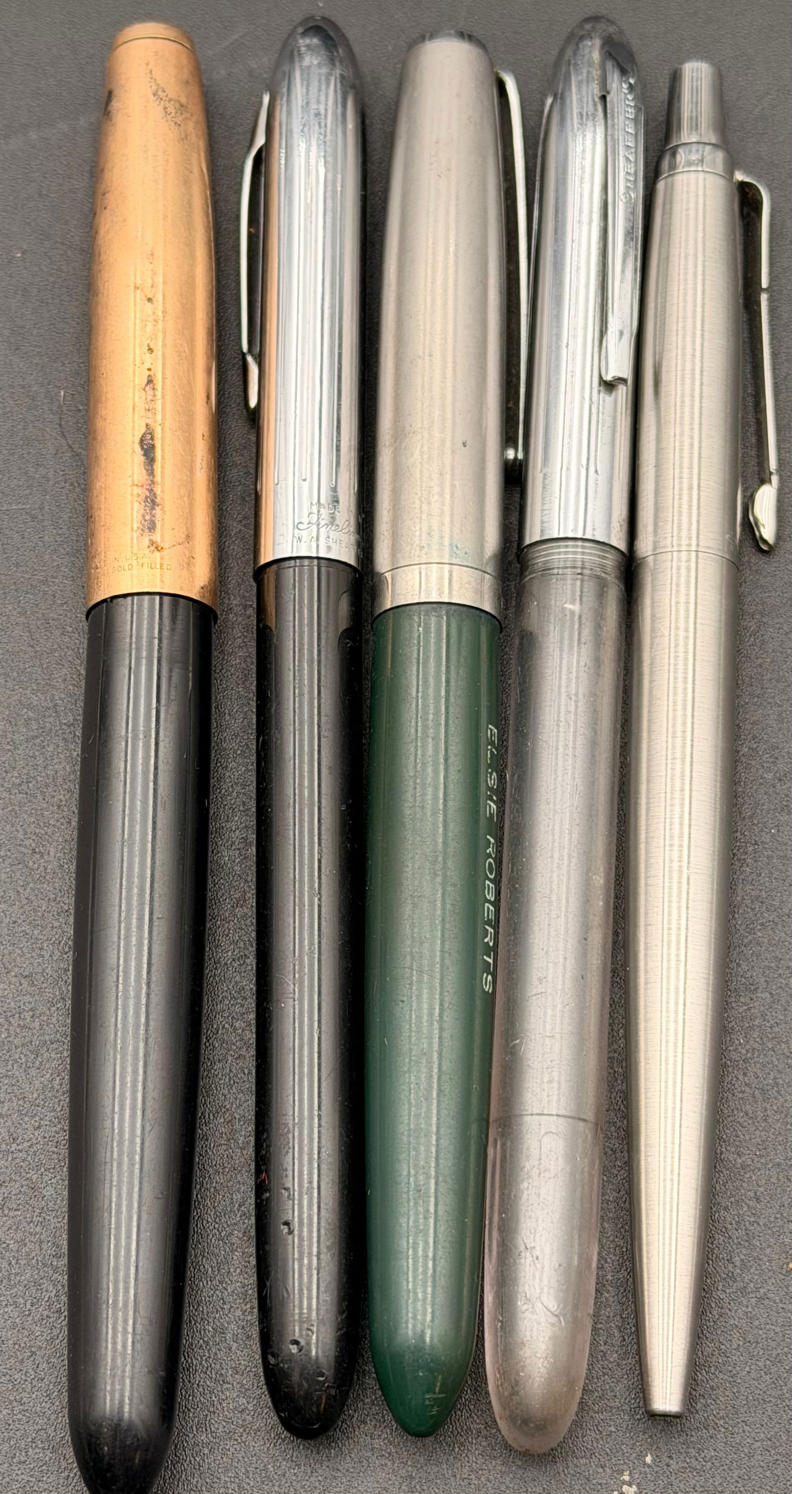Lot of 5 Vintage Pens – Gold Filled, Eversharp, Sheaffer, Personalized Barrel – Mixed Styles (1 of 7)