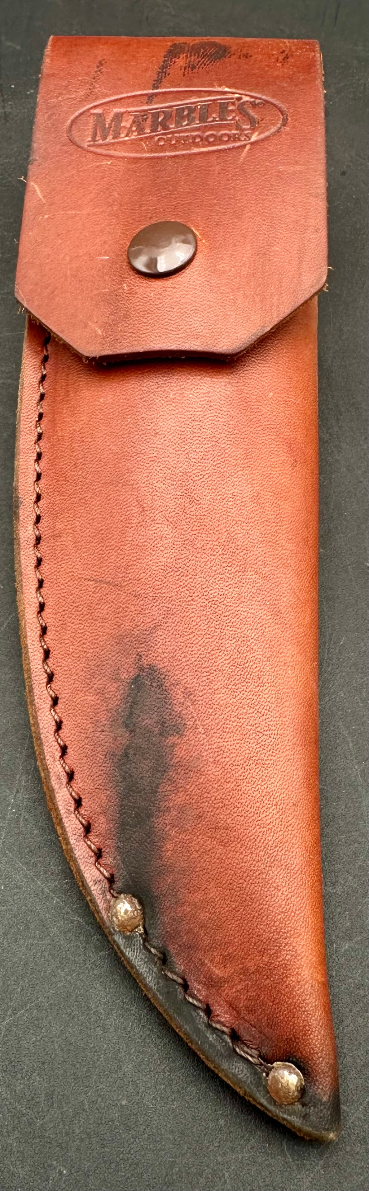 Marbles Woodcraft Hunting Knife – Stacked Leather Handle w/ Sheath (1 of 16)