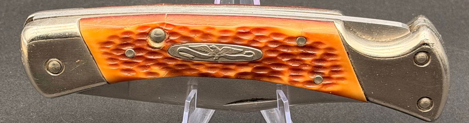 Vintage Sears USA Folding Pocket Knife – Model 95231 – Orange Jigged Handle (1 of 6)