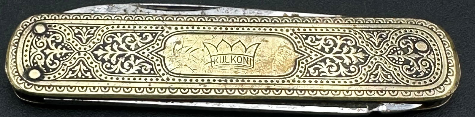 Antique German Solingen Brass Etched Multi-Tool Pocket Knife – XOIII Marked, Ornate Design (1 of 10)