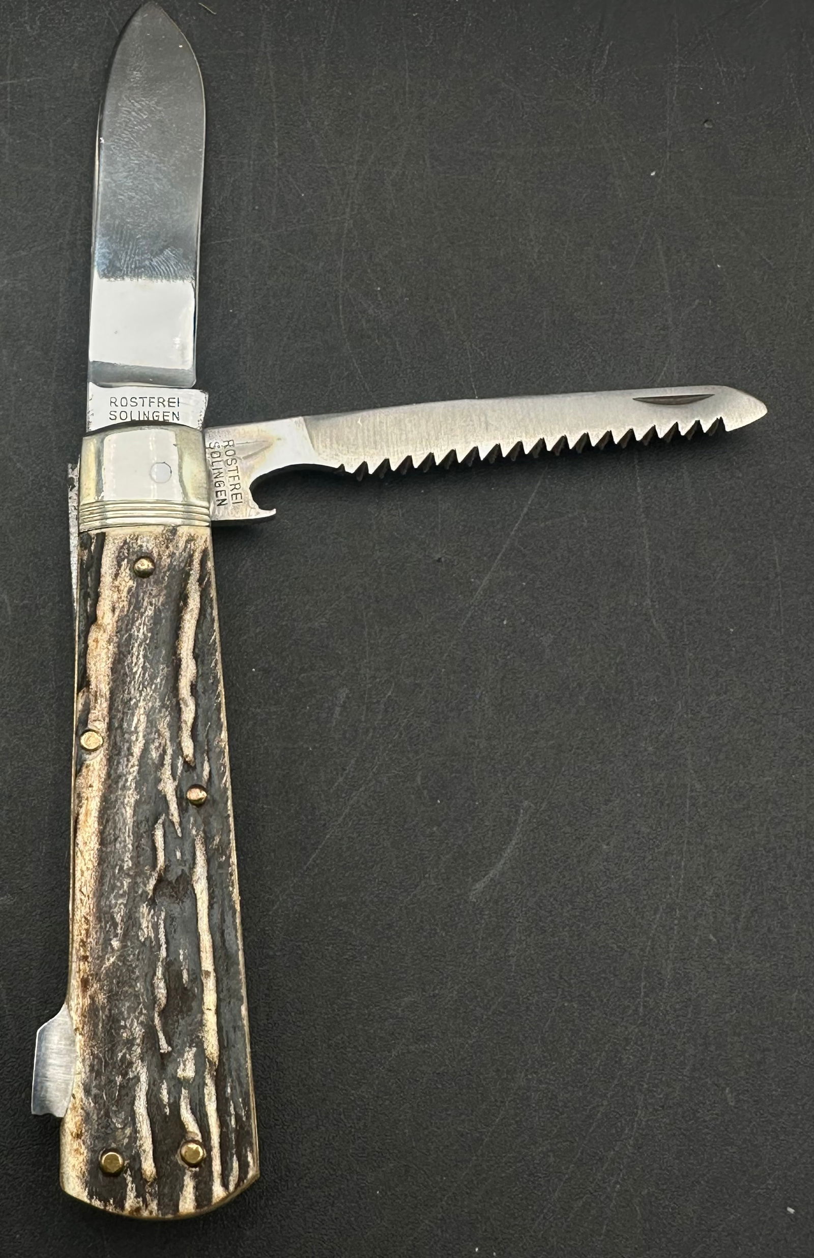 Vintage Jowika Solingen Germany Stag Handle 2-Blade Pocket Knife – Rostfrei Stainless (1 of 14)