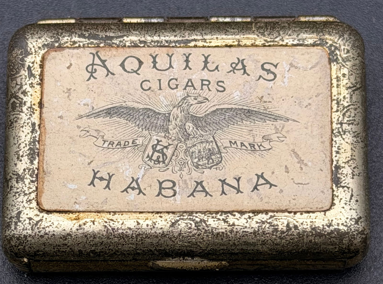 Antique Aquilas Habana Cigar Match Safe – Early 1900s – Eagle Trademark (1 of 3)