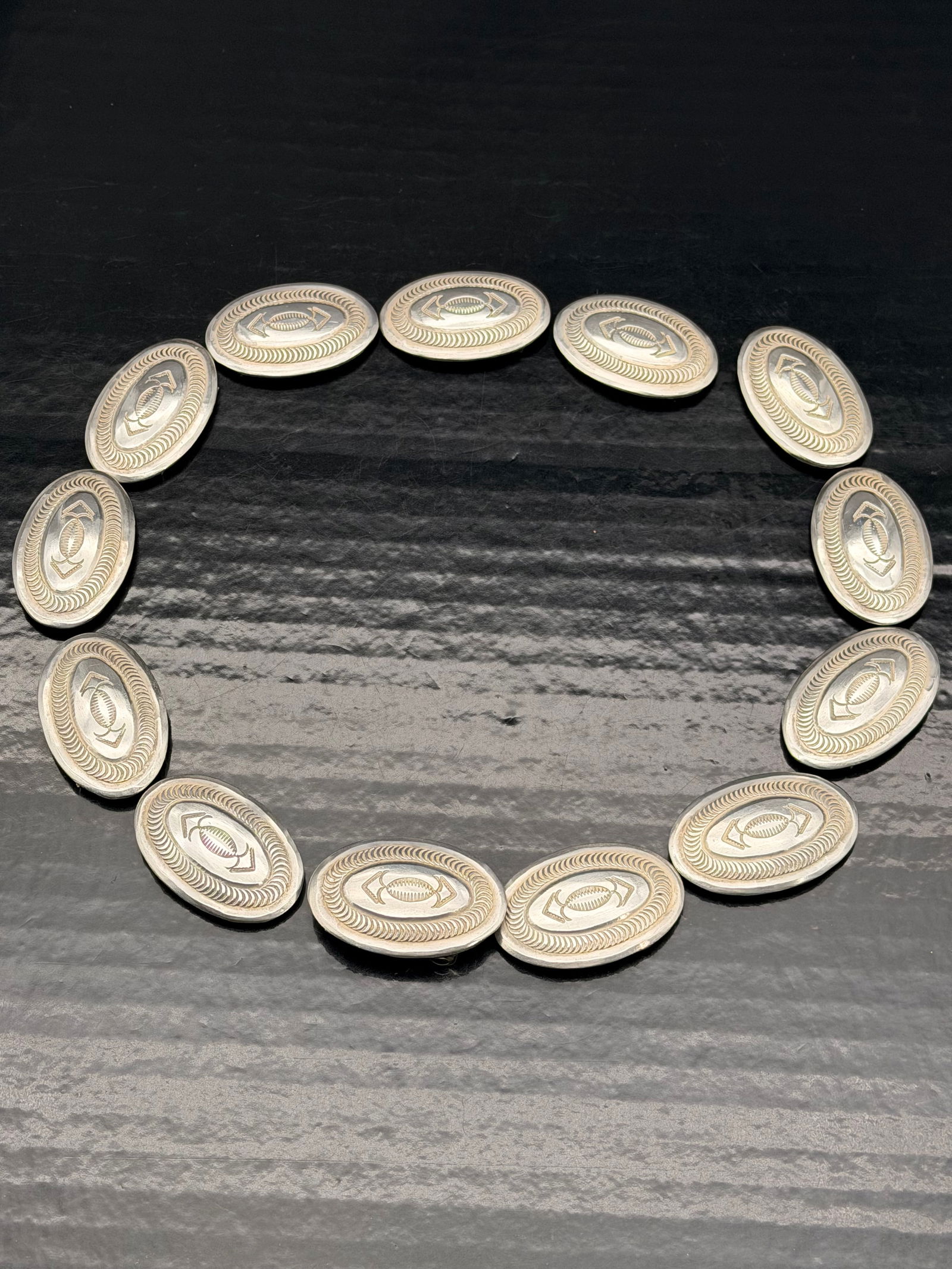 Vintage Navajo Western Silver Tone Concho Set (12pcs) + MCL Belt Buckle – 179g (1 of 5)