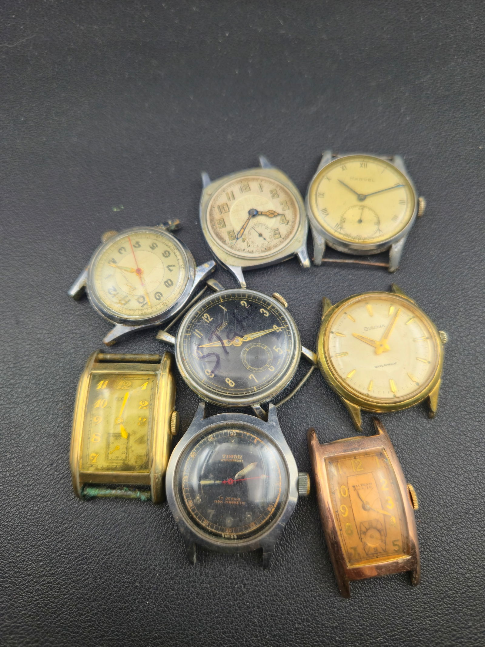 Lot of 8 Vintage Men’s Watches Mixed Brands Untested Assortment c1930s–1960s (1 of 17)