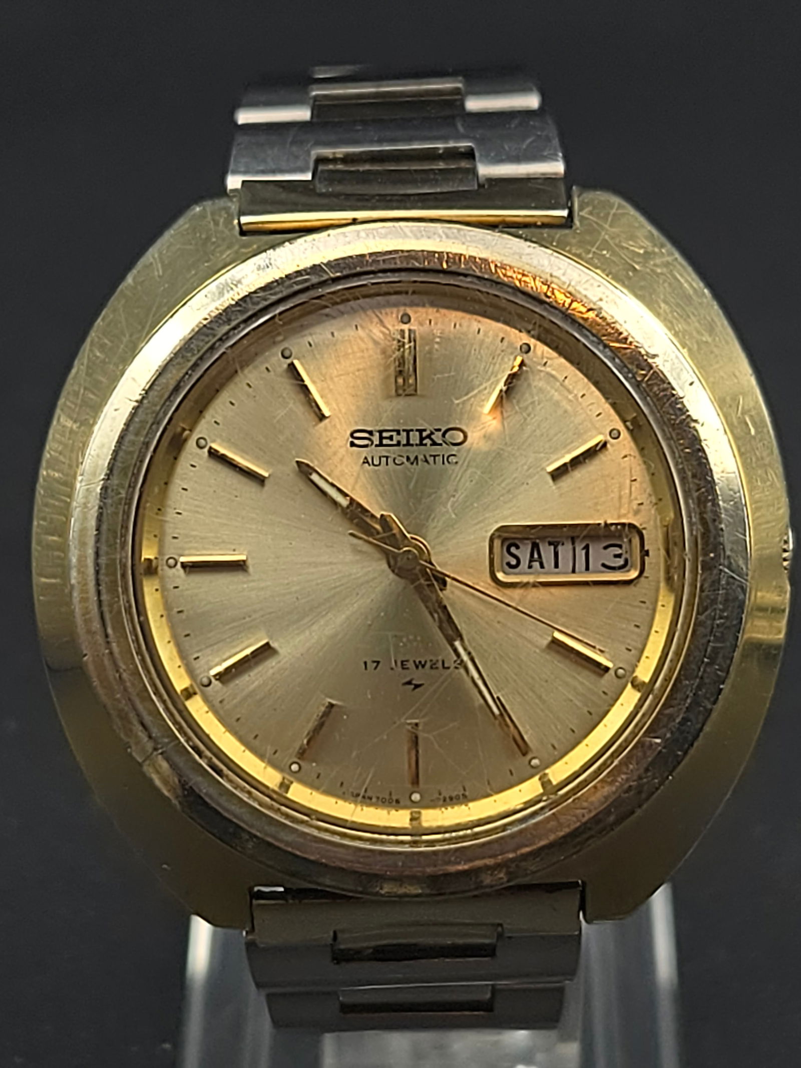 Seiko 7006 7169 Automatic Gold Tone 41mm Day Date Mens Watch Running (1 of 9)